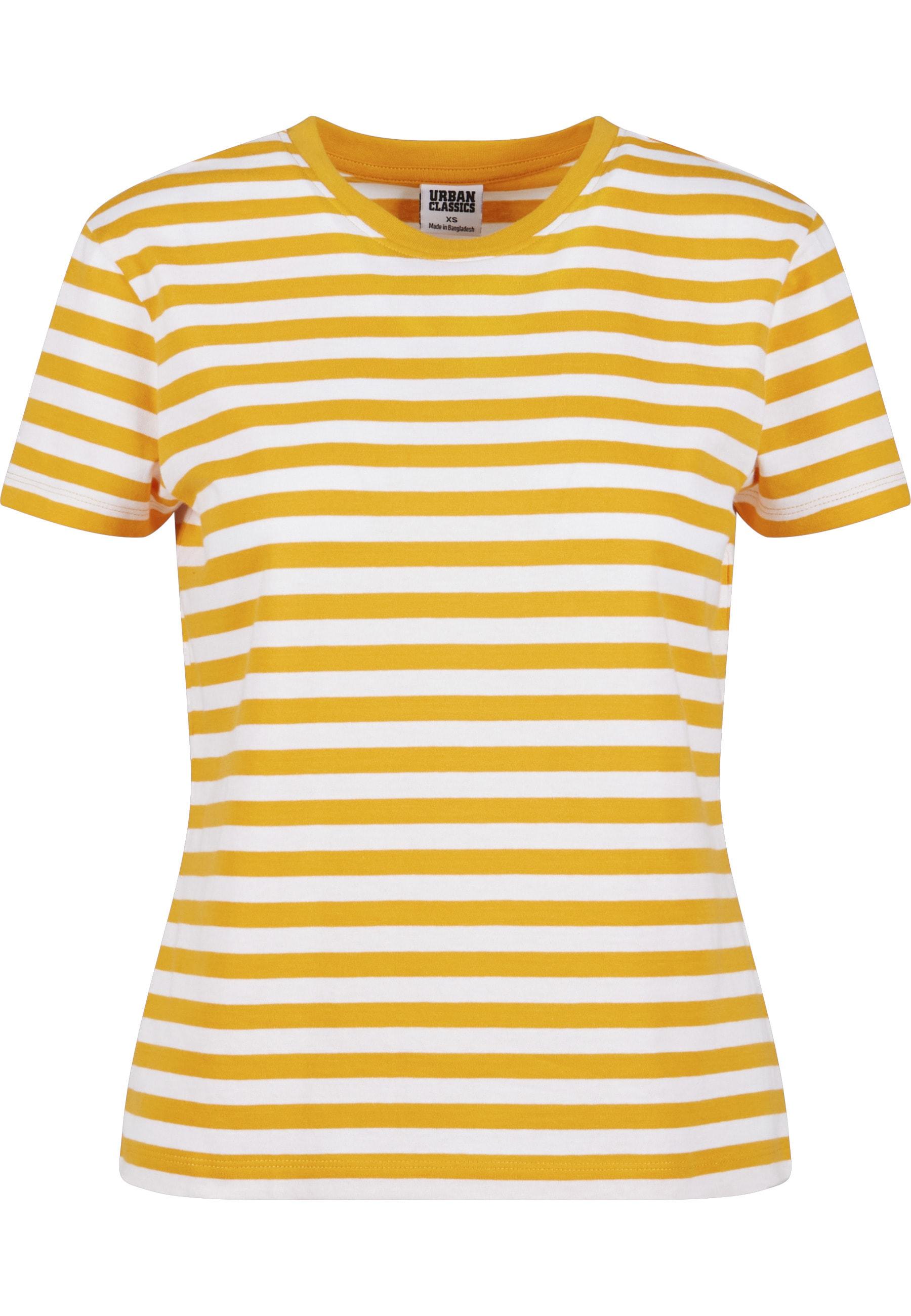 T-Shirt Urban Classics "Urban Classics Damen Ladies Regular Striped Tee", Damen, Gr. 3XL, Weiß, Magicmango, 100% Baumwolle, Gestreift, Loose Fit, Rundhals, Shirts T-Shirt