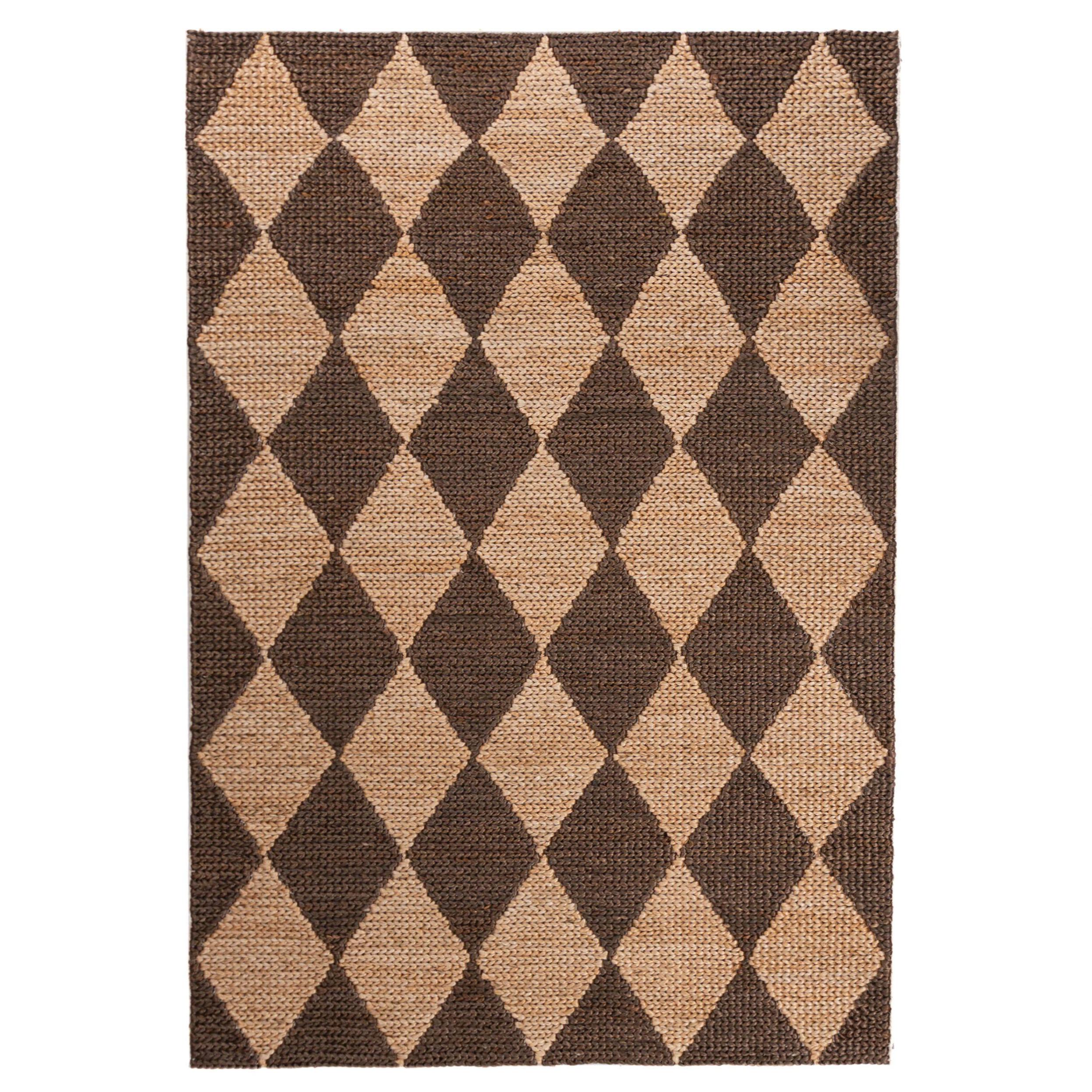 Juteteppich Bain, Mit Rautenmuster, Braun, 160 X 230 Cm