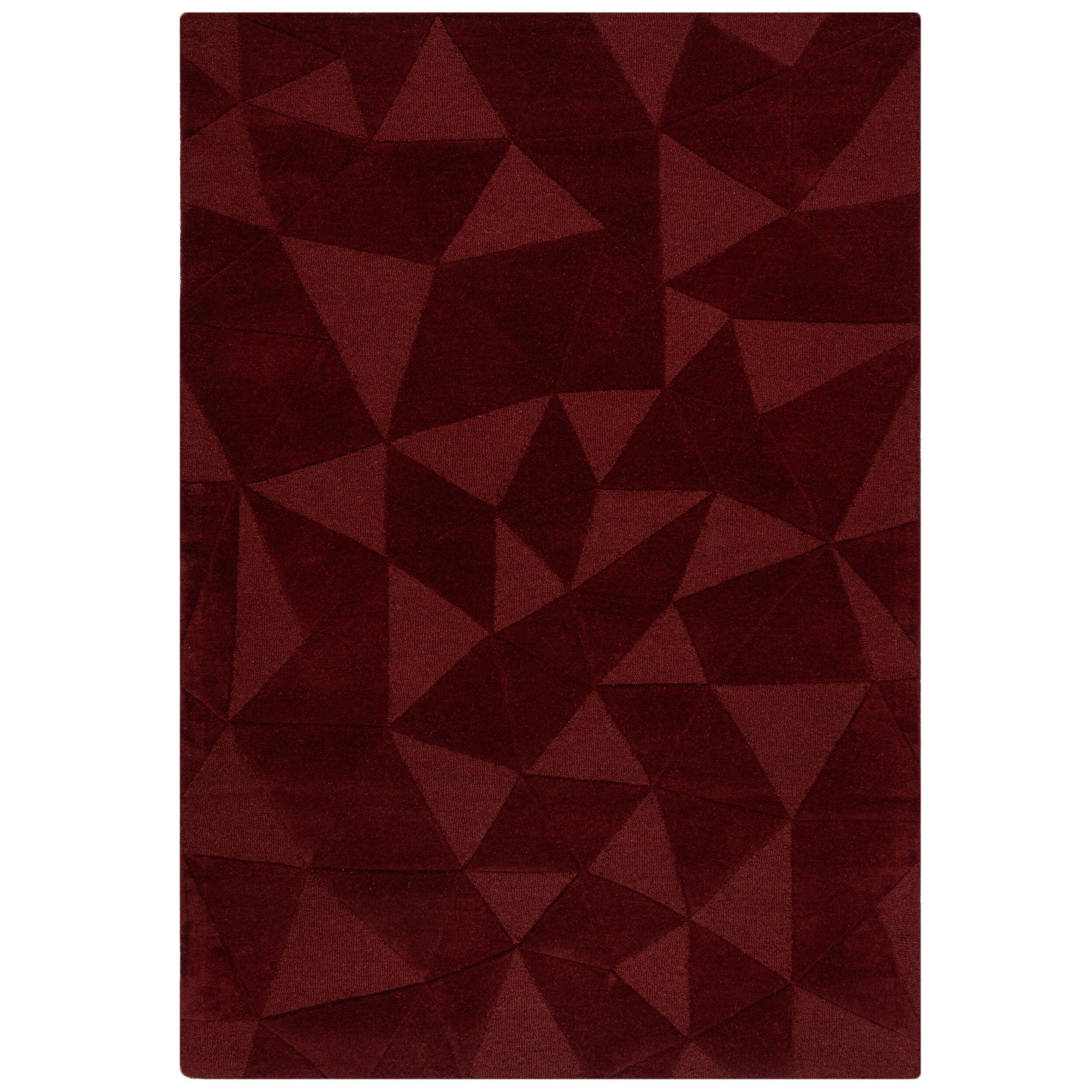 Wollteppich Deben, Geometrisch, Rot, 120 X 170 Cm