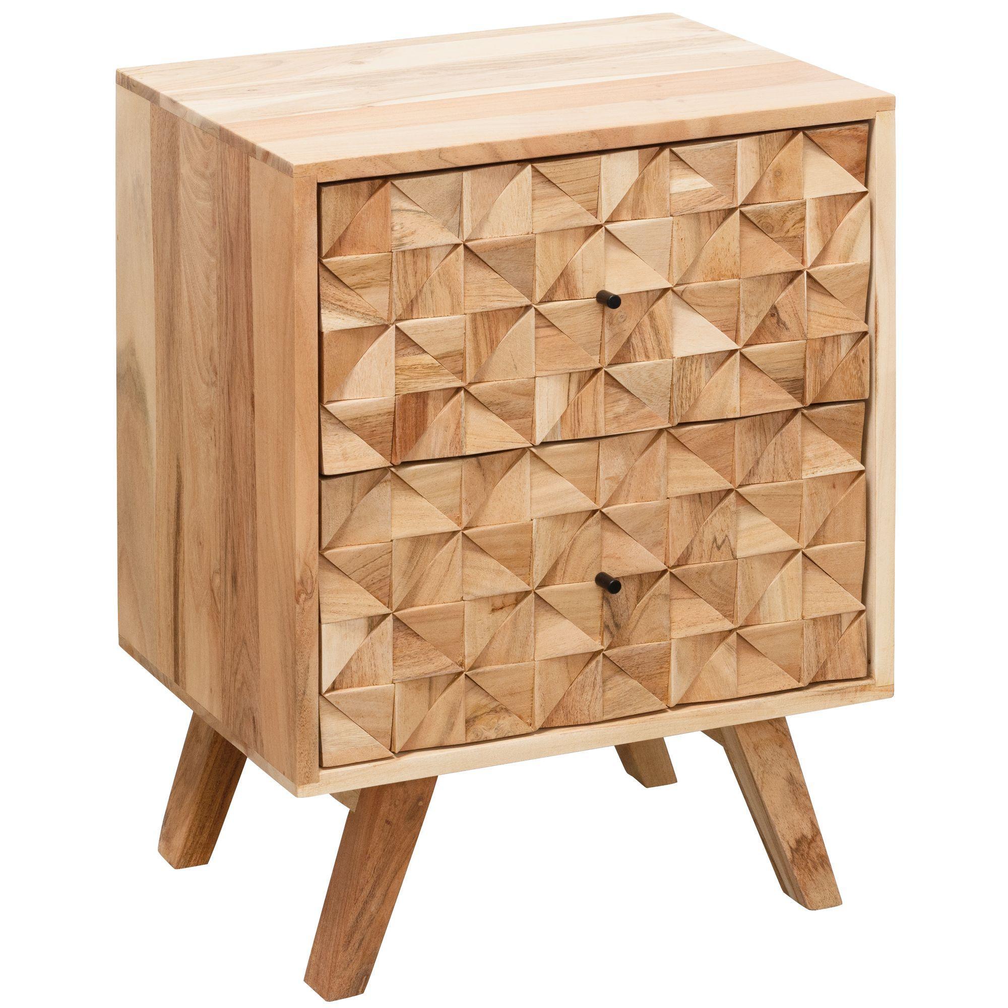 Nachttisch – Massivholz, 2 Schubladen, Handgefertigt, Moderner Landhausstil