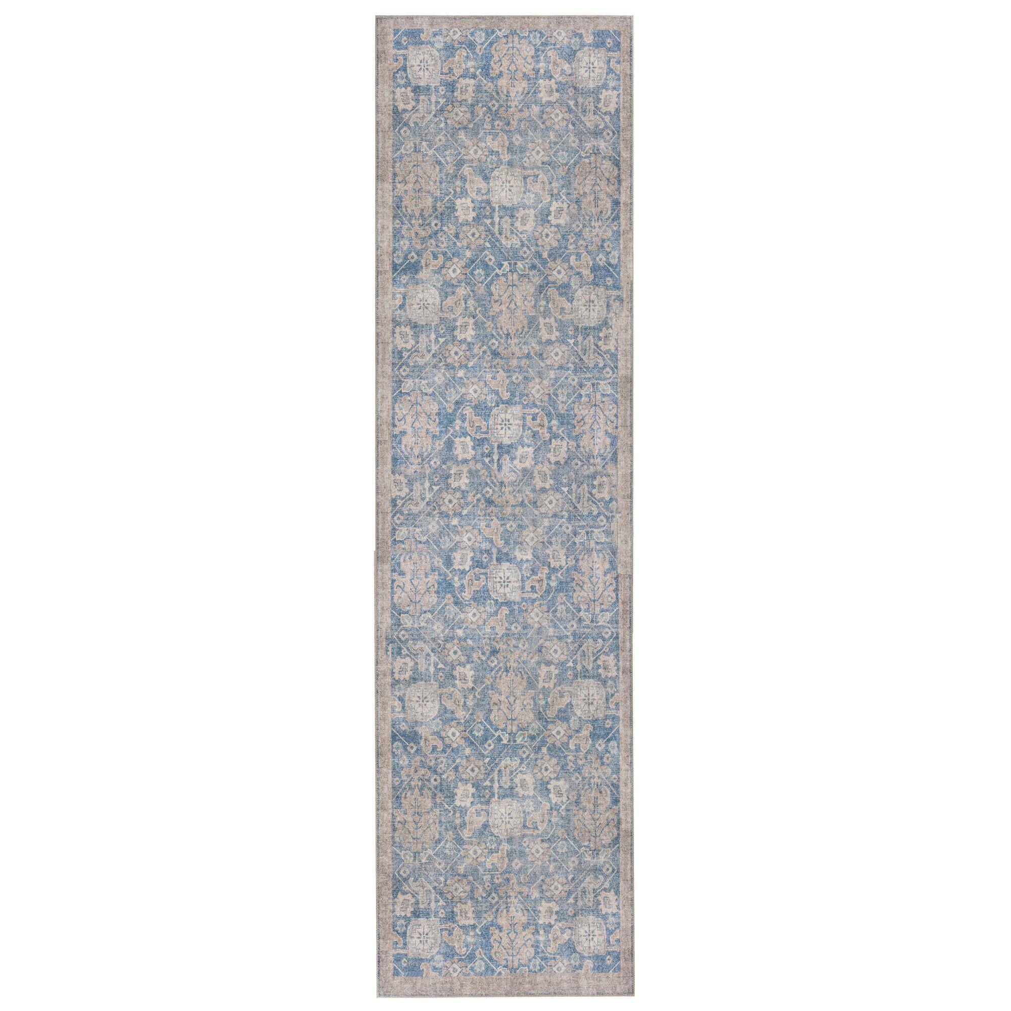 Teppich Waschbar Hurst, Orientalisch, Blau, 60 X 230 Cm