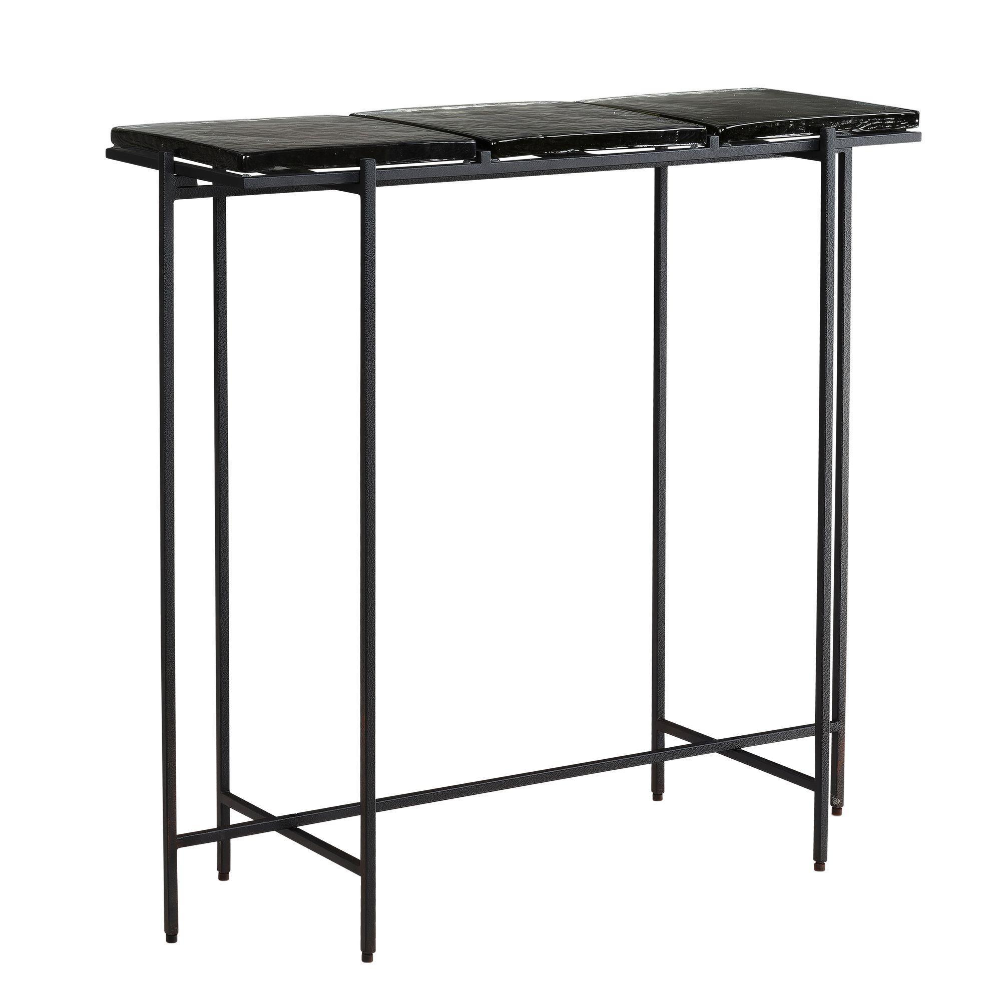Konsolentisch – Schwarz/Glas, 90X29X85 Cm, Metallgestell, Mit Abnehmbaren Tischplatten