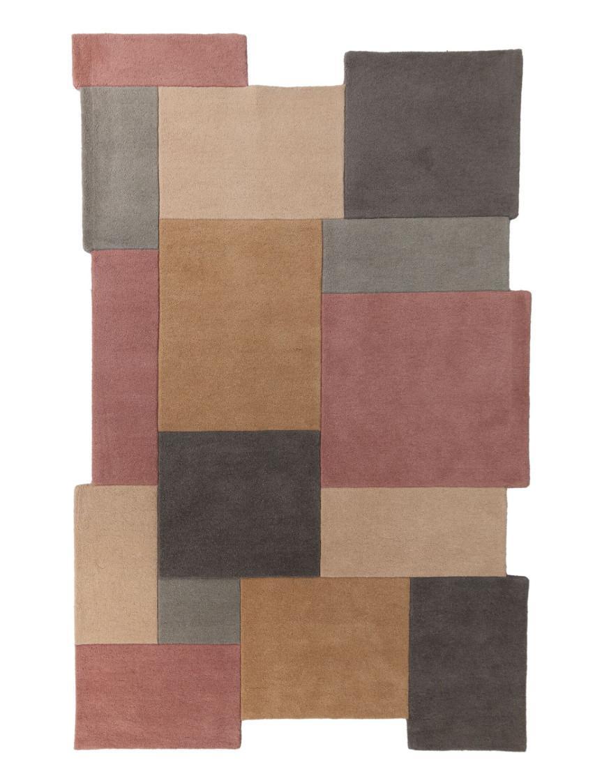 Wollteppich Hallein, Geometrisch, Grau-Rosa, 120 X 180 Cm