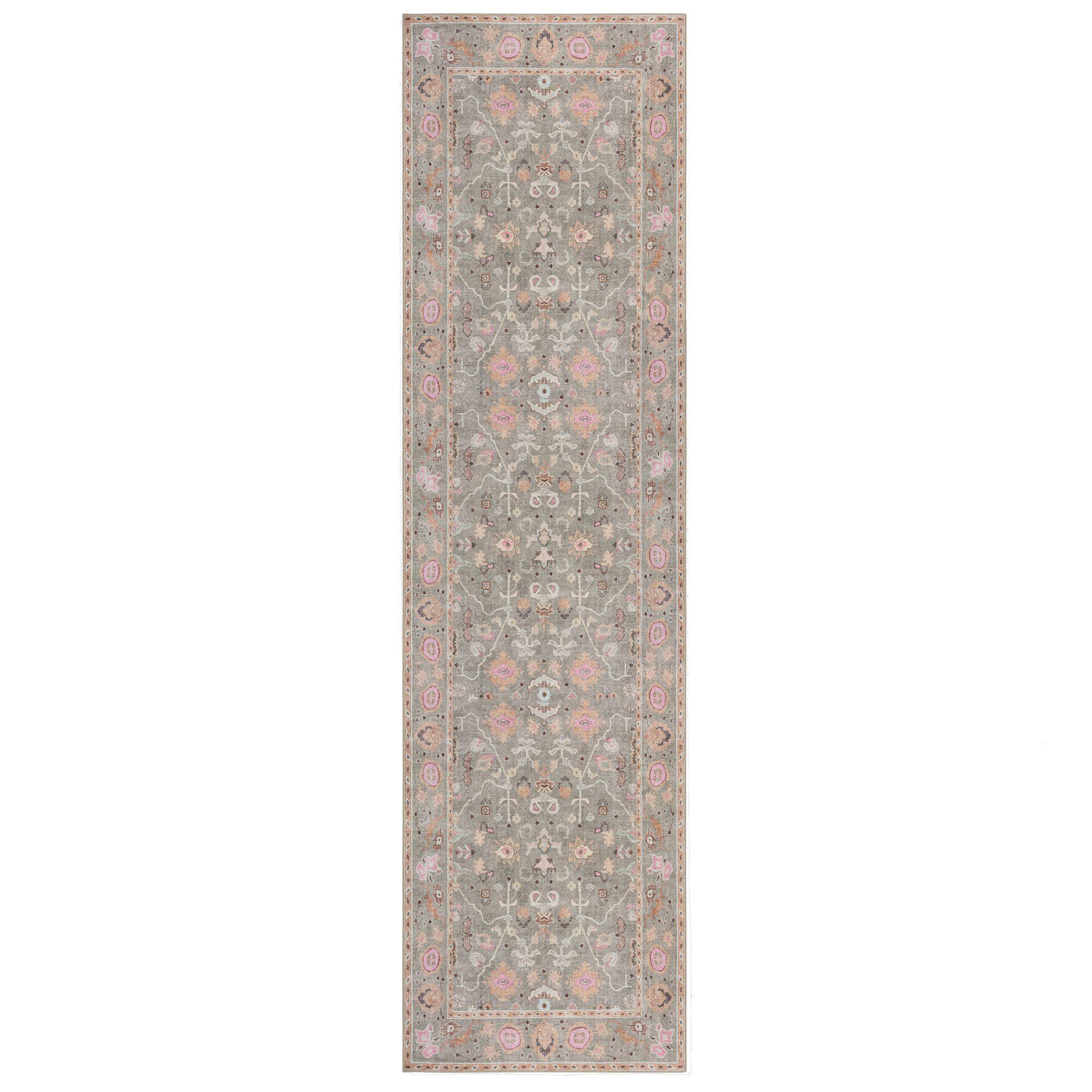 Teppich Waschbar Hurst, Orientalisch, Rosa-Bunt, 60 X 230 Cm