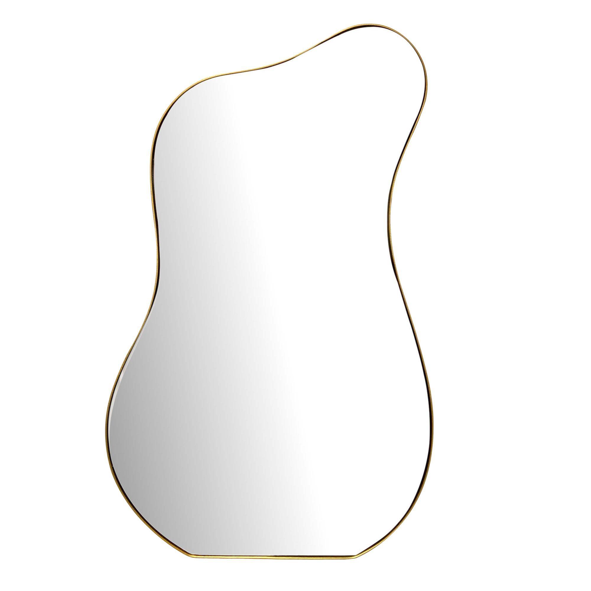 Wandspiegel Asymmetrisch Metall Gold 60X100 Cm Moderner Rahmen