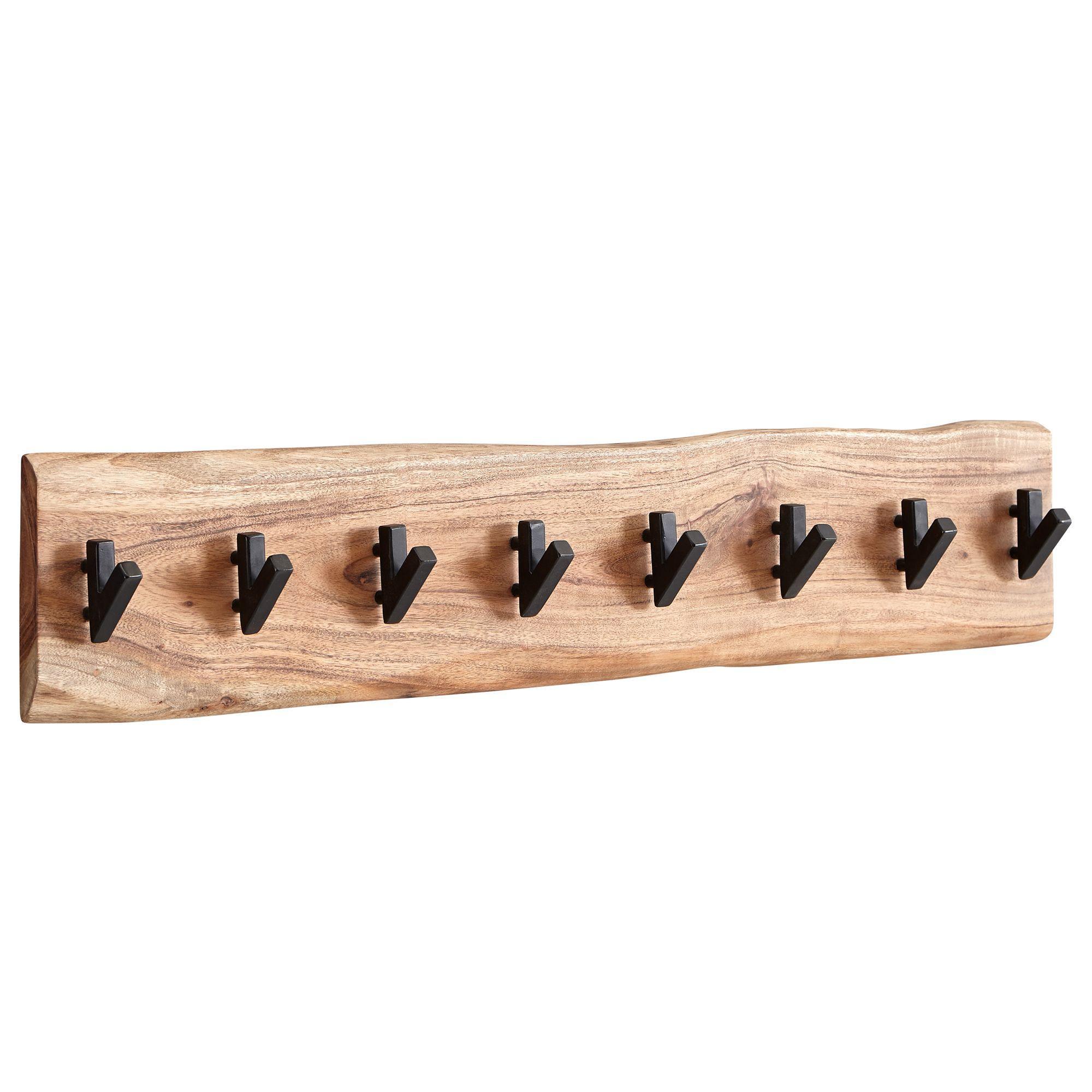 Wandgarderobe Massivholz Metall Modern Mit Baumkante Und 8 Haken