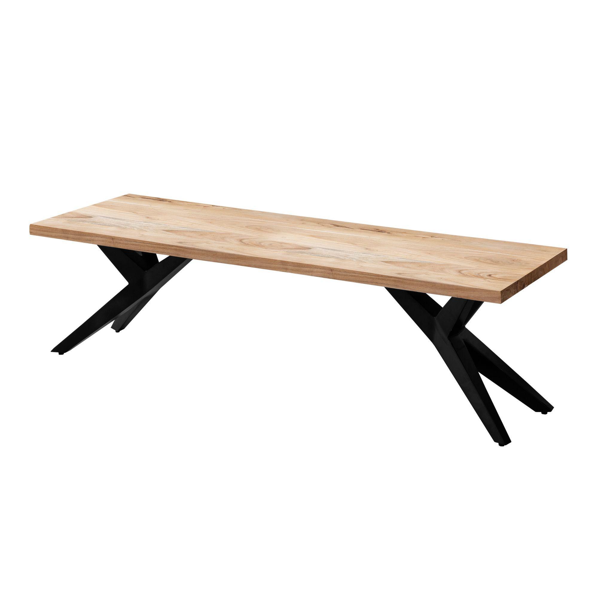 Esszimmerbank Massivholz Metall Loft-Stil, Akazie 175X45X45 Cm