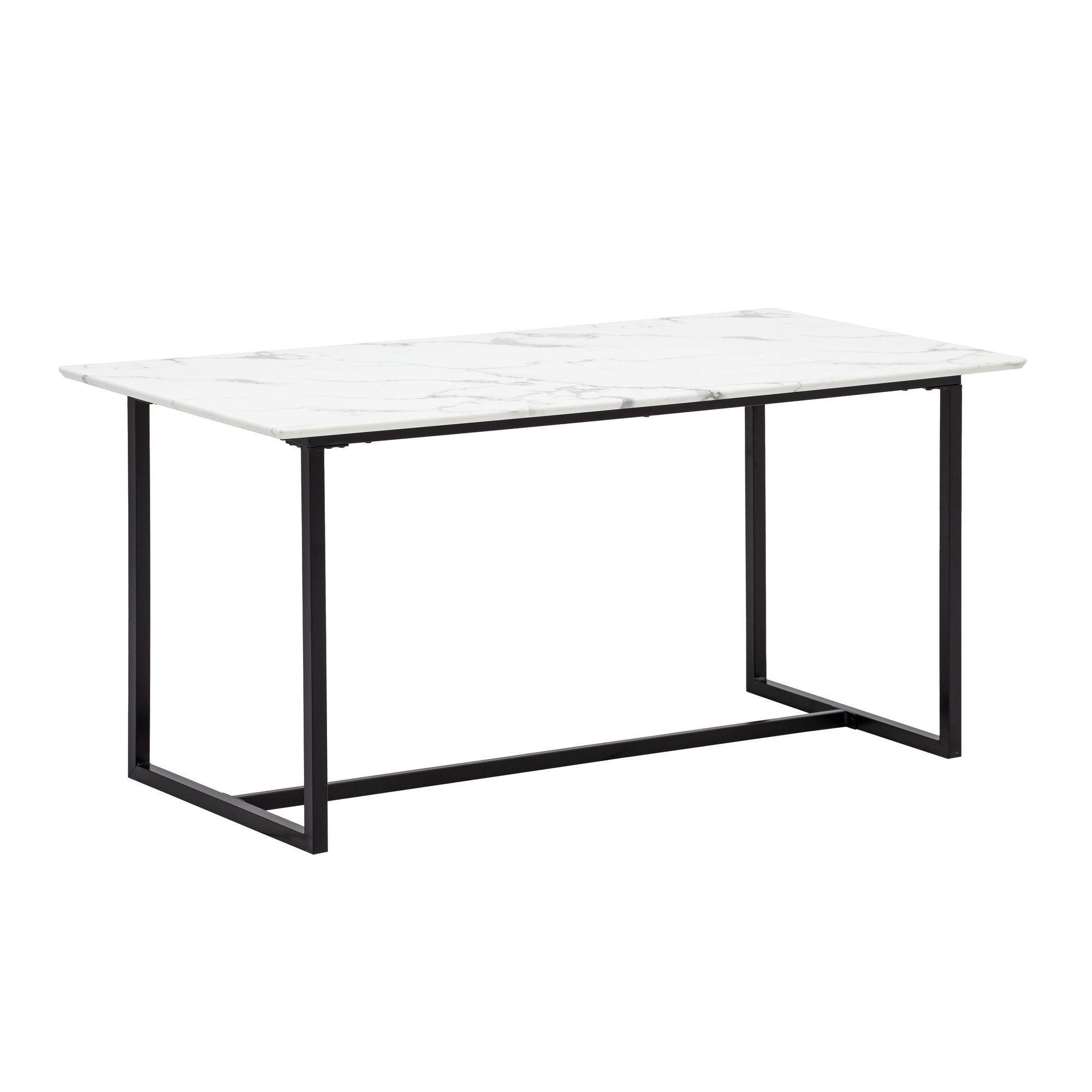 Esstisch Marmoroptik Metall Rechteckig Modern Klein, Weiß 180X90X76 Cm