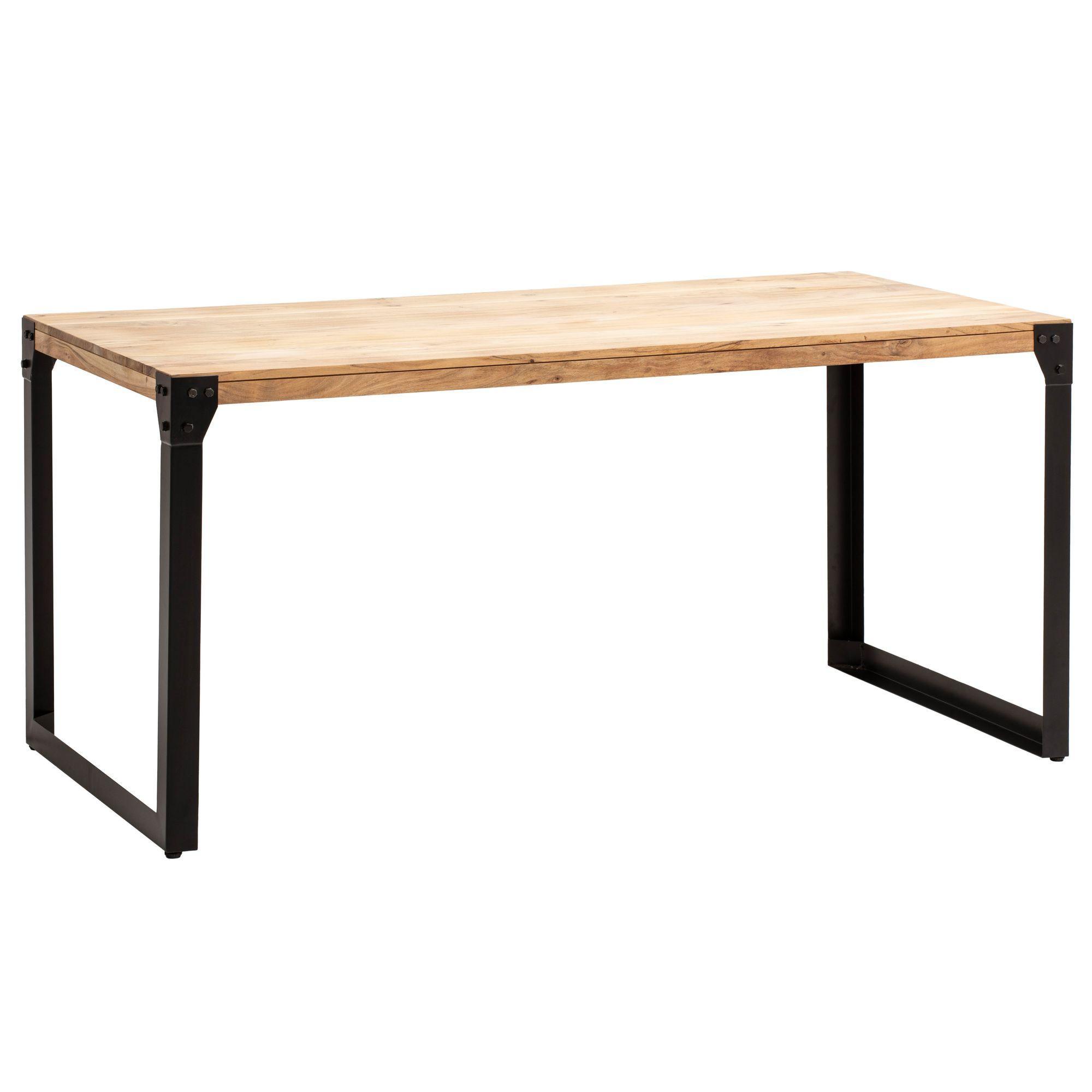 Esstisch Massivholz Metall Rechteckig Industrial, Akazie 180X90X76 Cm