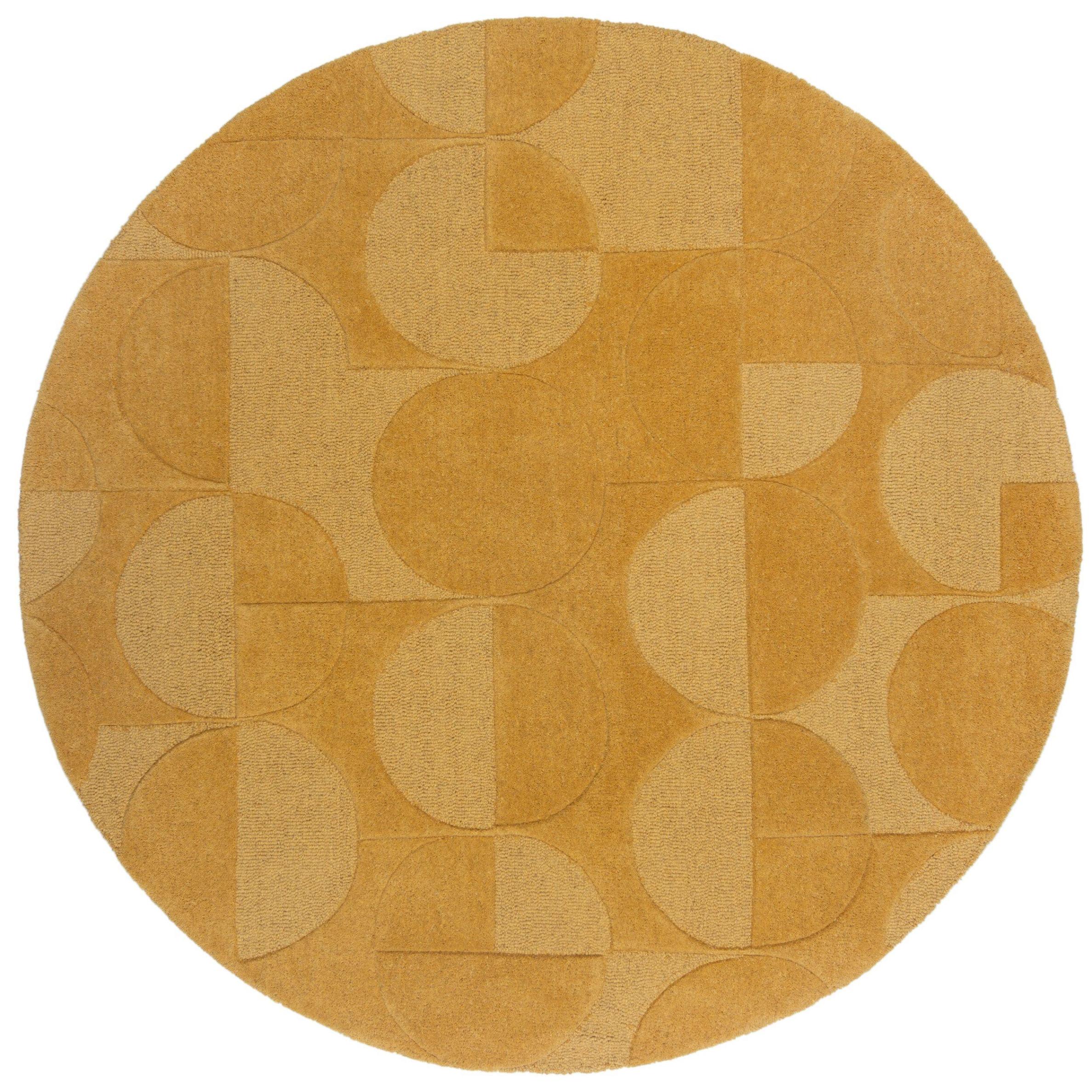 Teppich Aus Wolle Deben In Senfgelb, Geometrisch, Ø 160 Cm