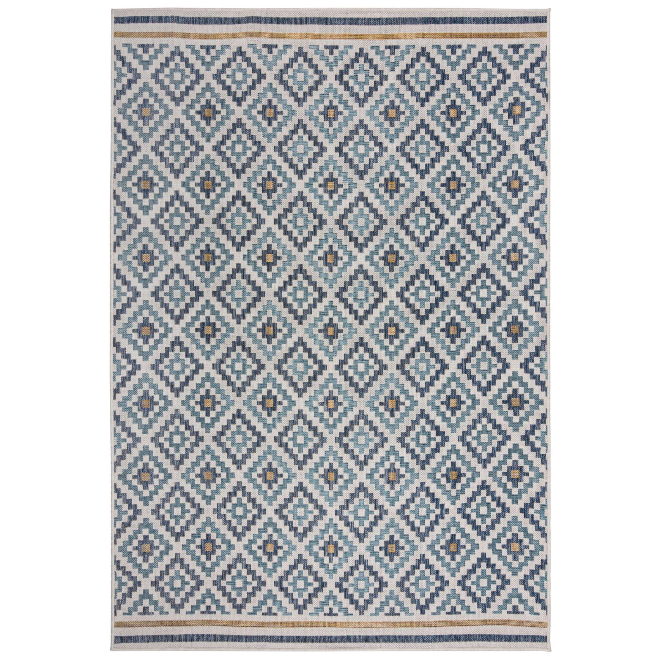 Outdoorteppich Waschbar Fleet, Geometrisch, Aus Polypropylen, Blau-Gelb, 200 X 290 Cm