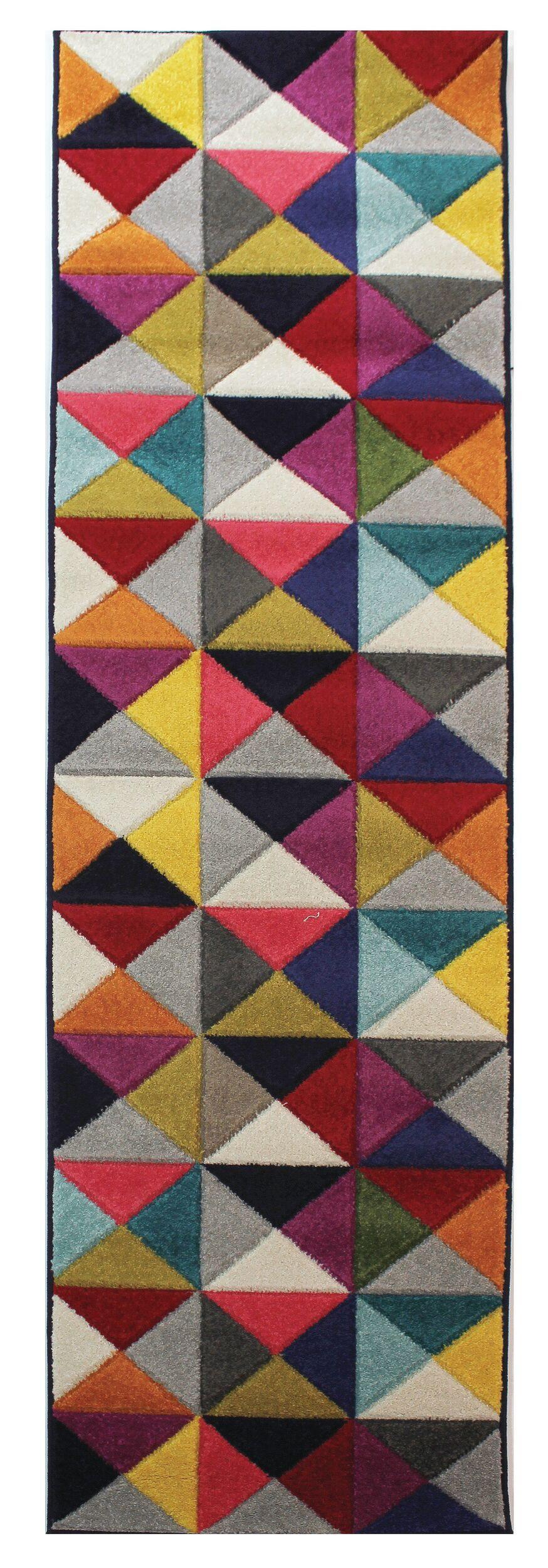 Teppich Meon, Geometrisch, Aus Polypropylen, FlorhöHe 11 Mm, Bunt, 66 X 230 Cm