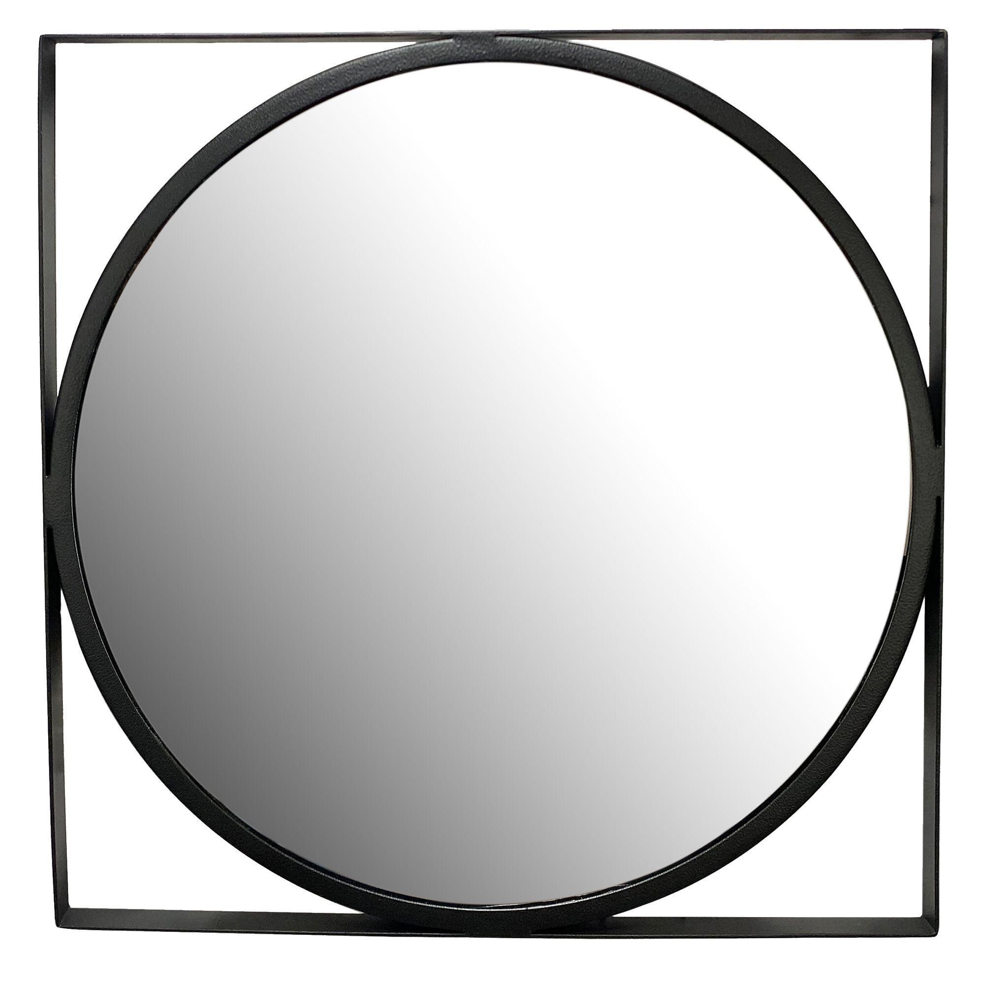 Wandspiegel Rund Metall Schwarz 54X54 Cm Quadratischer Rahmen
