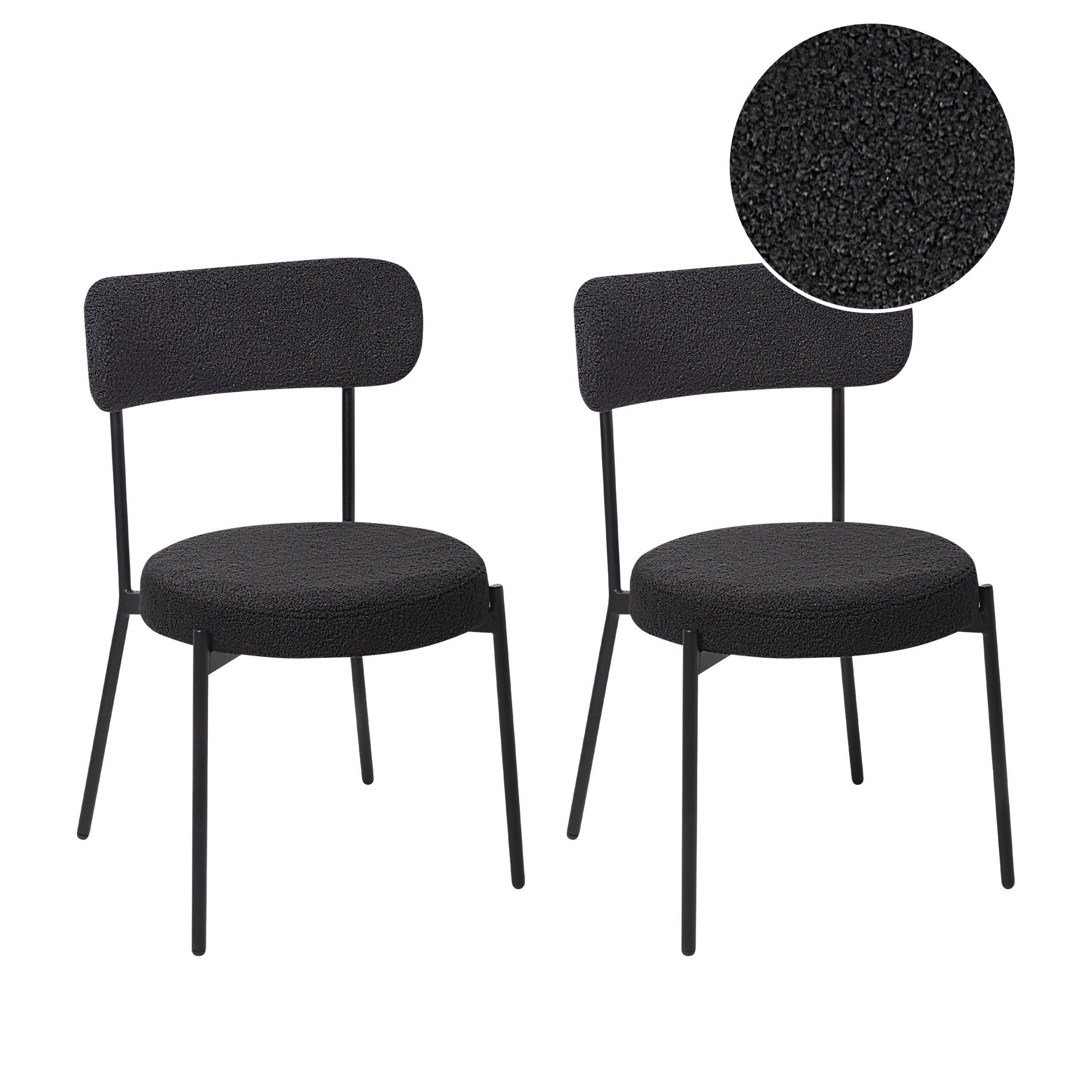 Esszimmerstuhl 2Er-Set Bouclé Schwarz Allison