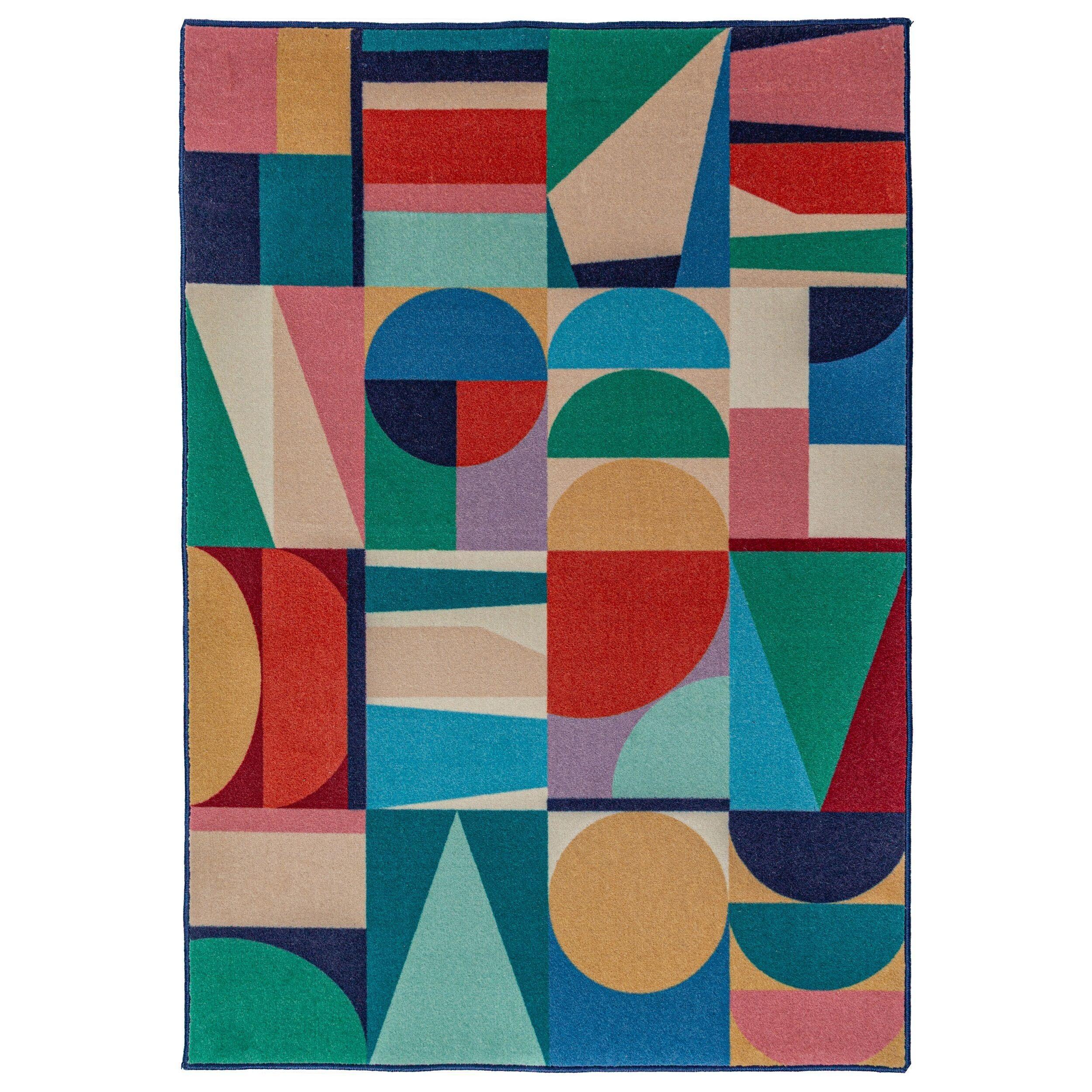 Wollteppich Dahlia, Geometrisch, Aus Wolle, Bunt, 140 X 200 Cm