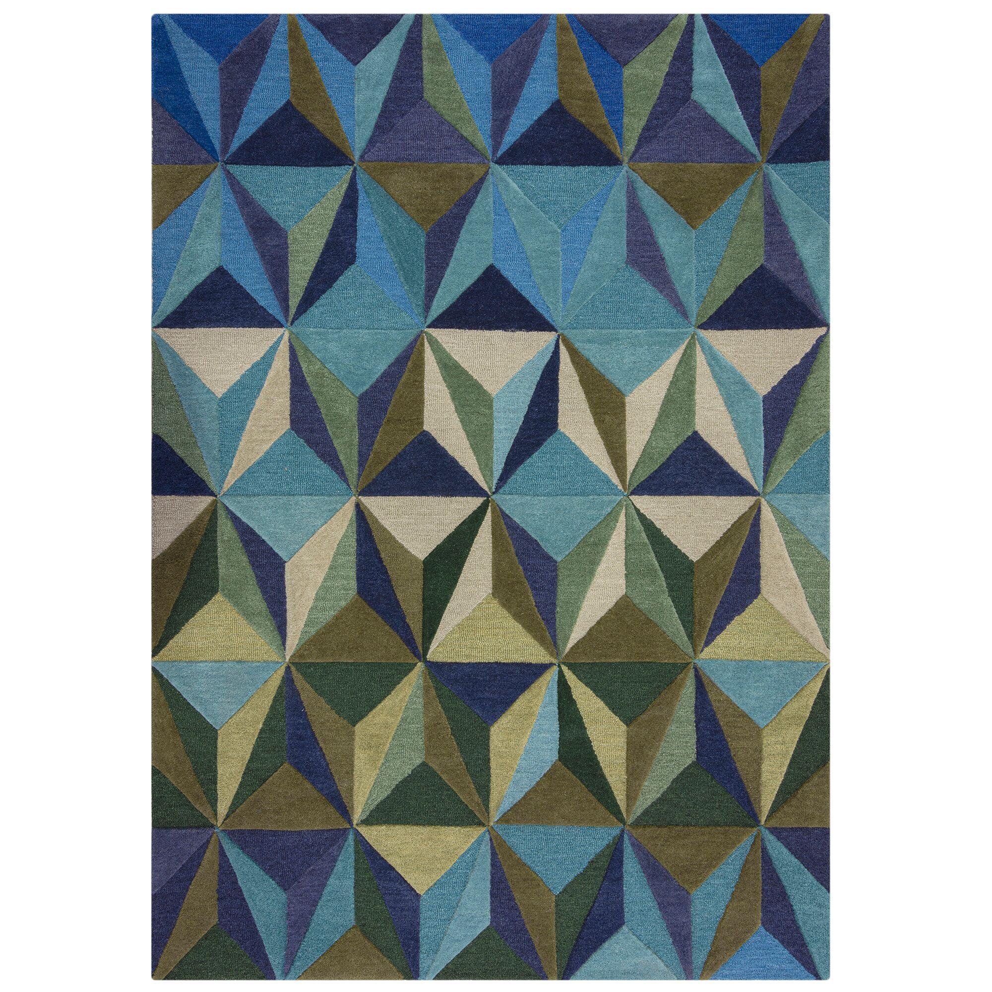 Wollteppich Derwent, Geometrisch, FlorhöHe 10 Mm, Blau-GrüN, 120 X 170 Cm