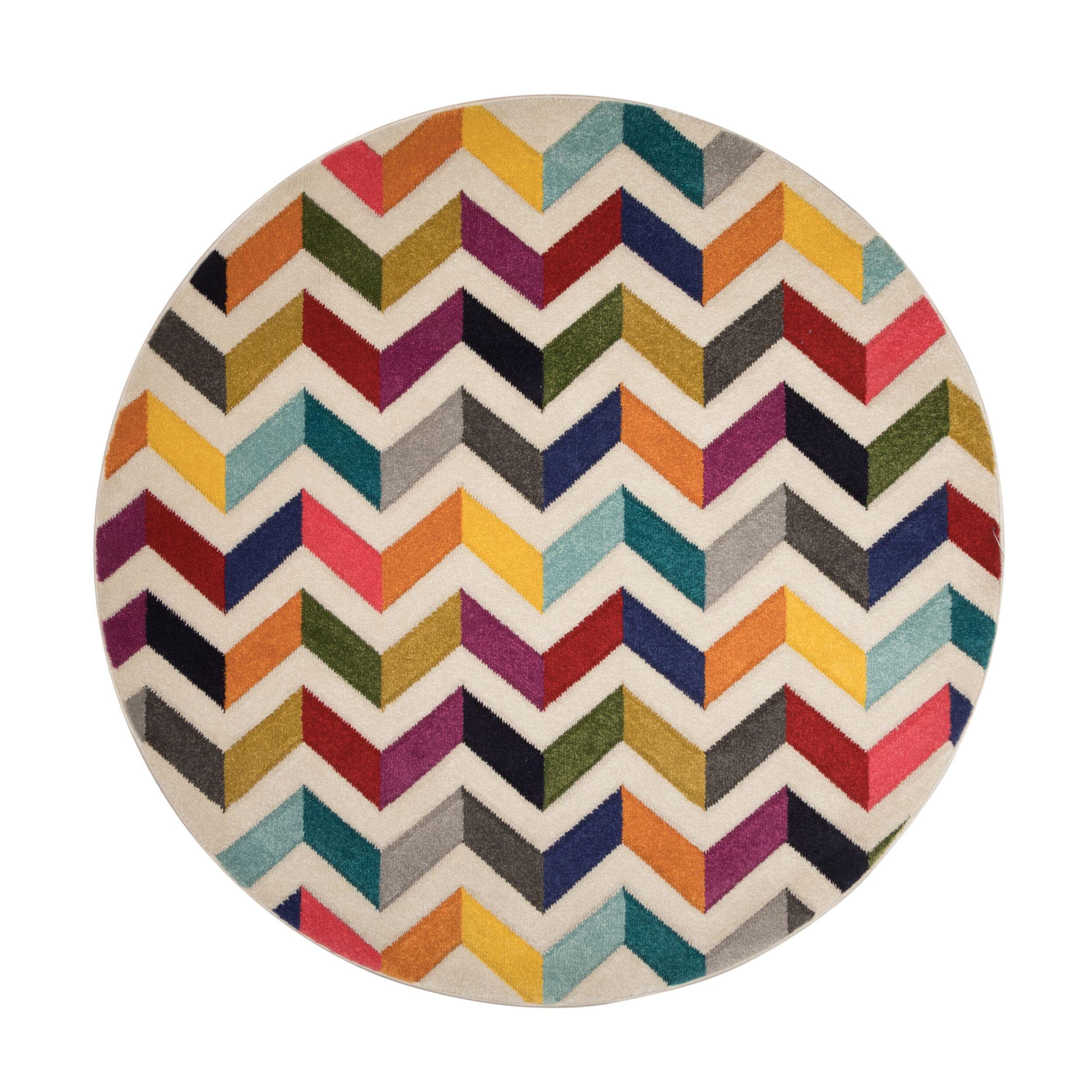 Teppich Meon, Geometrisch, Bunt, Ø 160 Cm