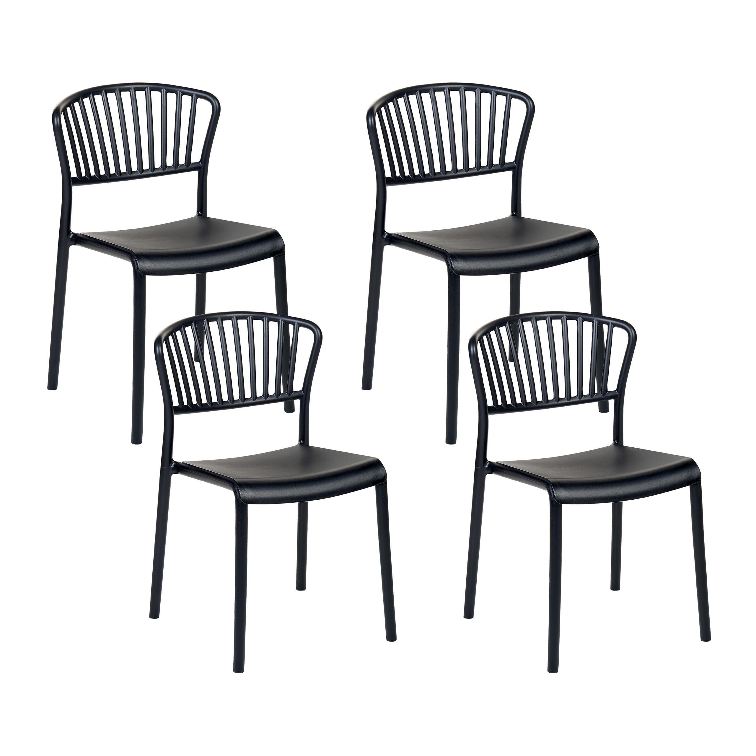 GartenstÜHle 4Er-Set Kunststoff Schwarz Gela