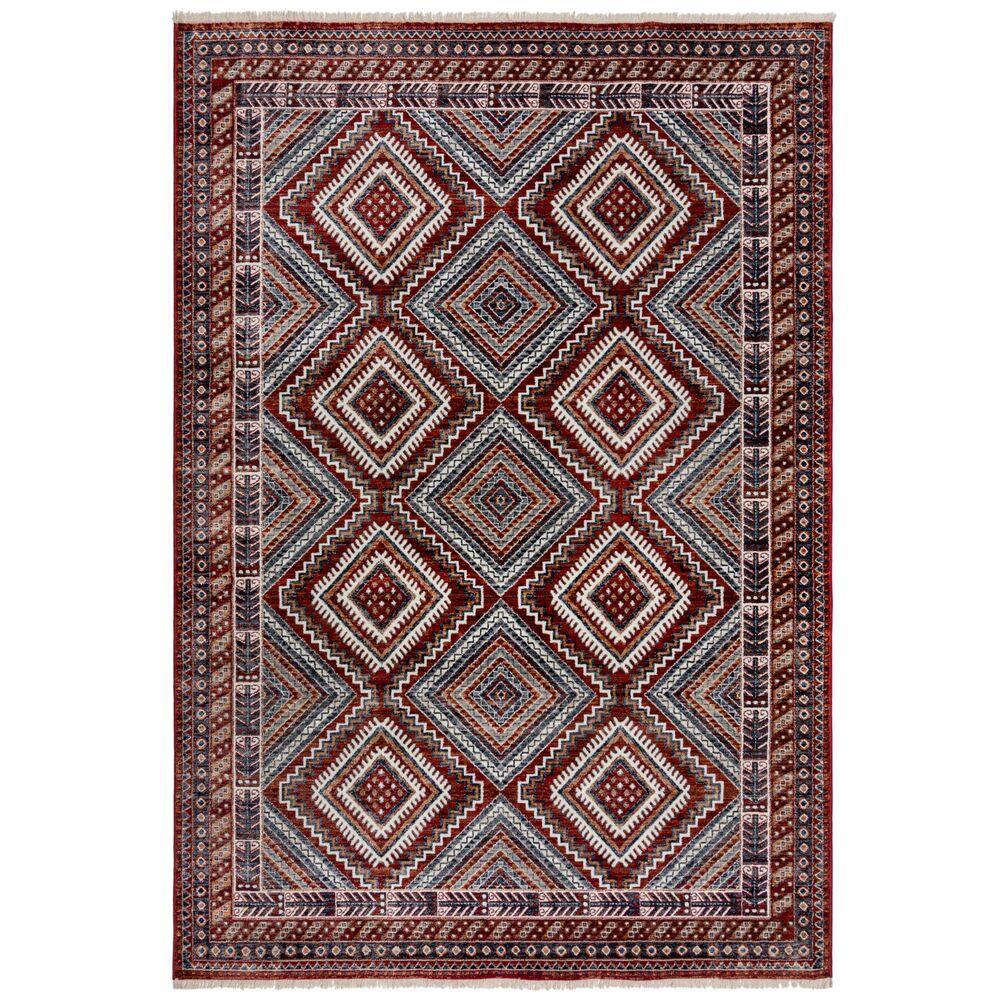 Teppich Mit Fransen Kelvin, Geometrisch, Rot, 200 X 304 Cm