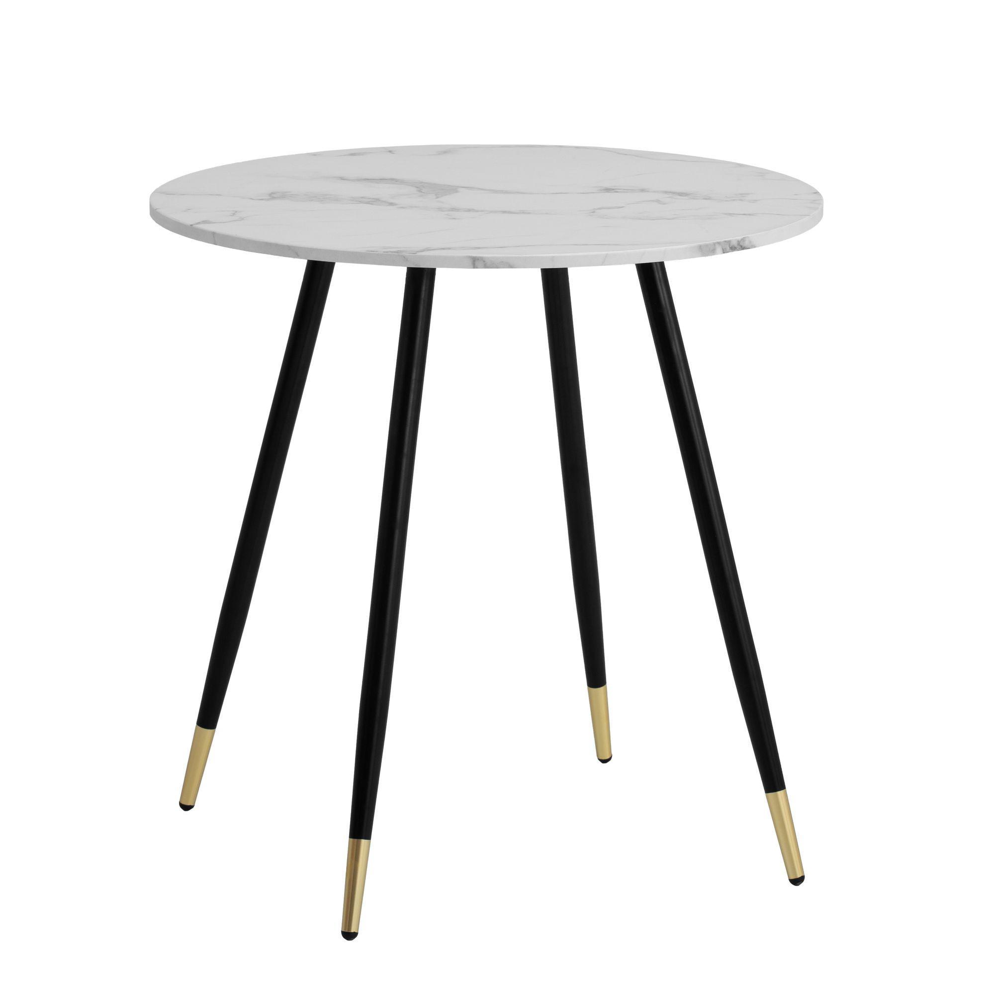 Esstisch Marmoroptik Metall Rund Modern, Weiß 75X75X76 Cm