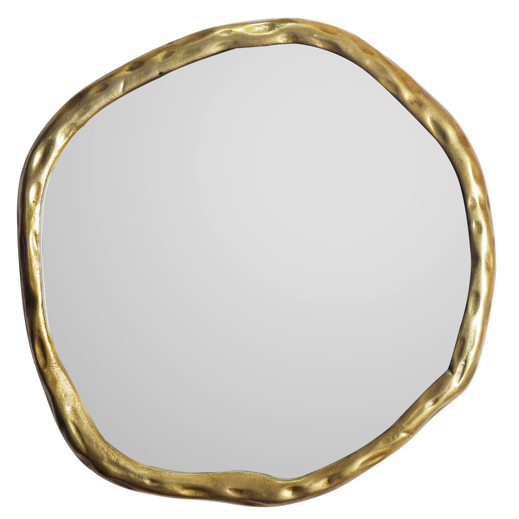 Wandspiegel Asymmetrisch Metall Gold 60X60 Cm Modern
