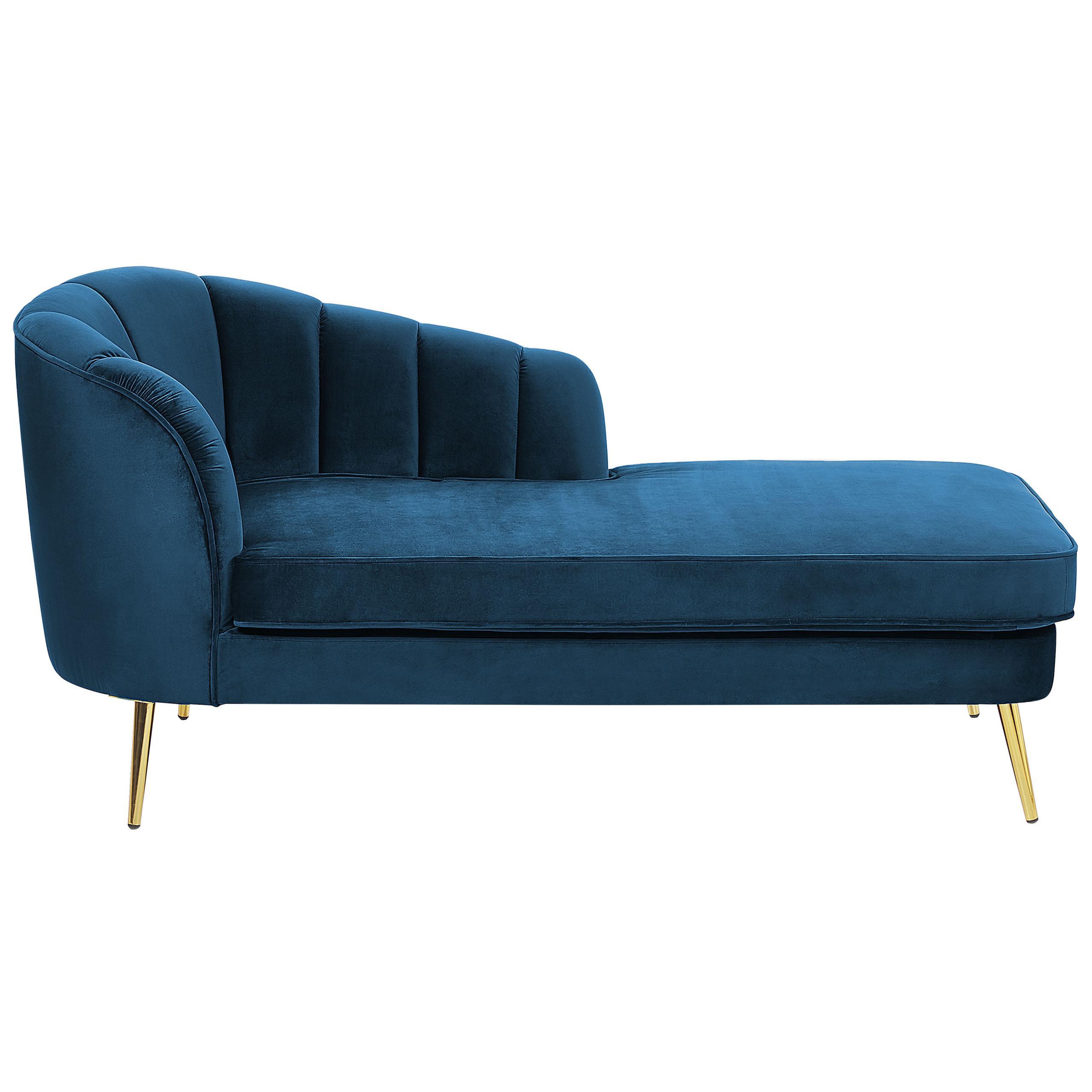 Chaiselongue Samtstoff Marineblau Linksseitig Allier