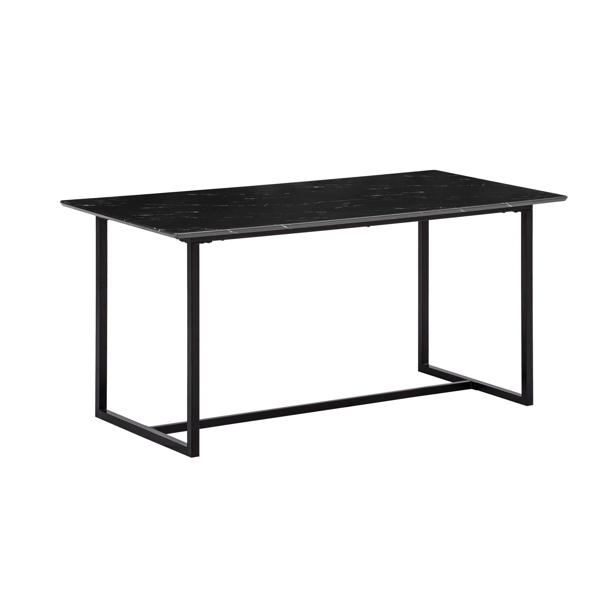 Esstisch Marmoroptik Metall Rechteckig Modern Klein, Schwarz 120X60X76 Cm