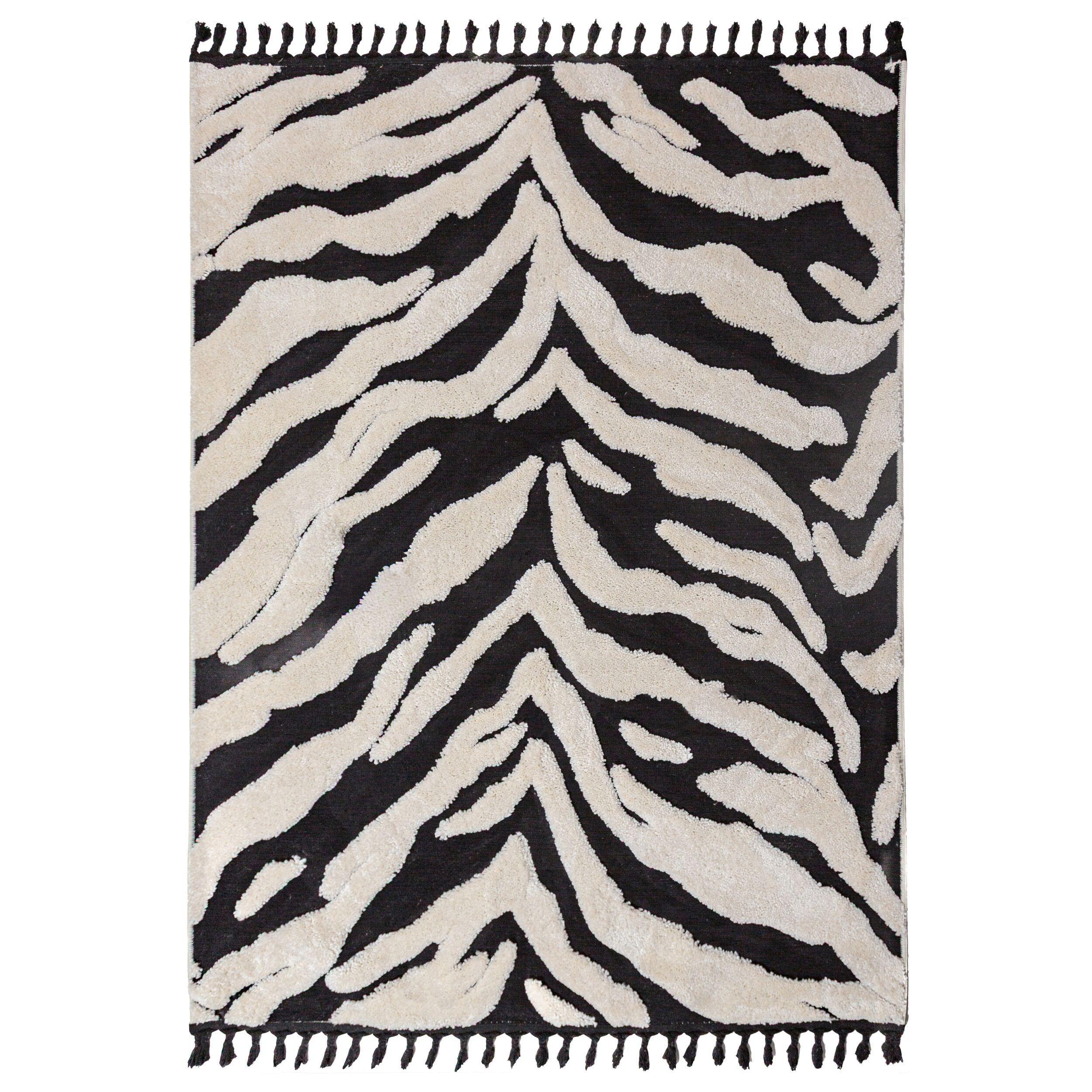 Teppich Hochflor Mit Fransen Mara In Beige, Mit Tier-Motiv, 200 X 300 Cm