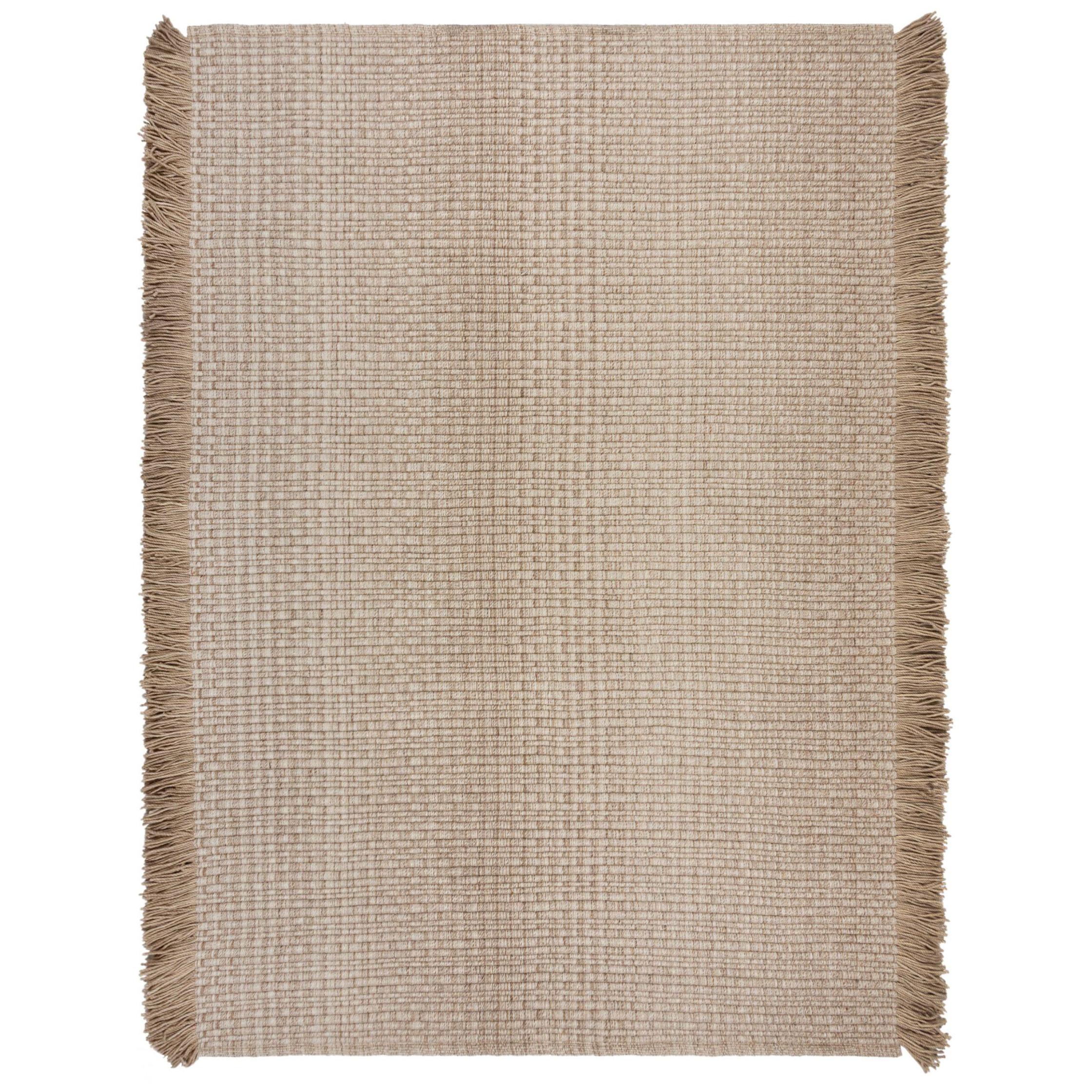 Wollteppich Handgewebt Mit Fransen Boyne, Im Landhaus-Stil, Beige, 160 X 230 Cm