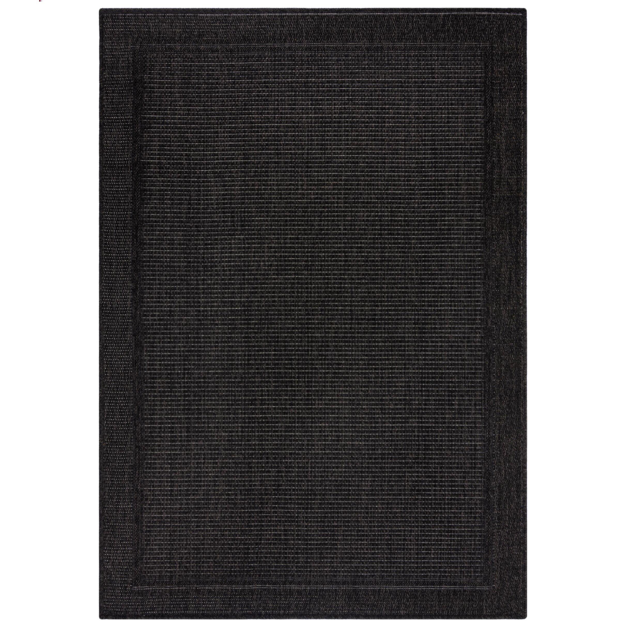 Outdoorteppich Waschbar Usk, Mit BordüRe, Schwarz, 133 X 170 Cm