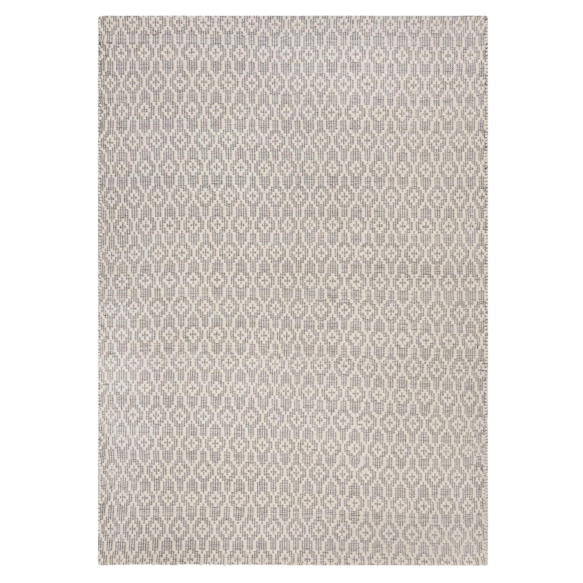 Teppich Aus Wolle Handgewebt Rother In Hellgrau, Geometrisch, 80 X 150 Cm