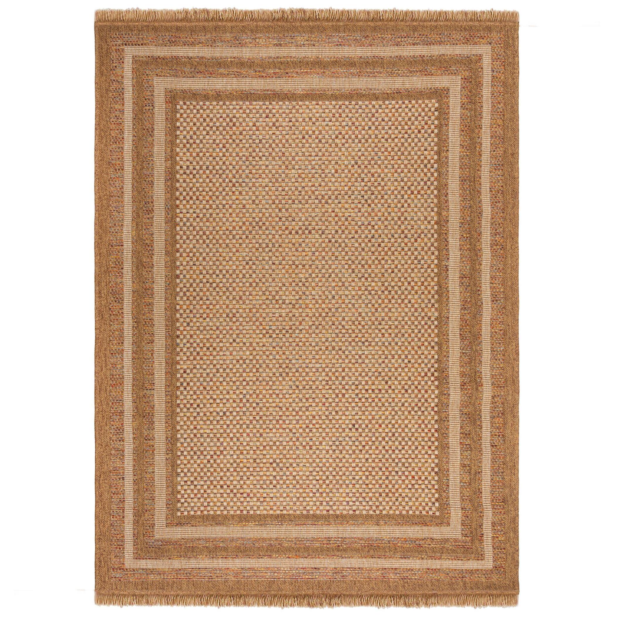Outdoorteppich Waschbar Clyst, Im Boho-Stil, Aus Polypropylen, Ocker, 200 X 290 Cm