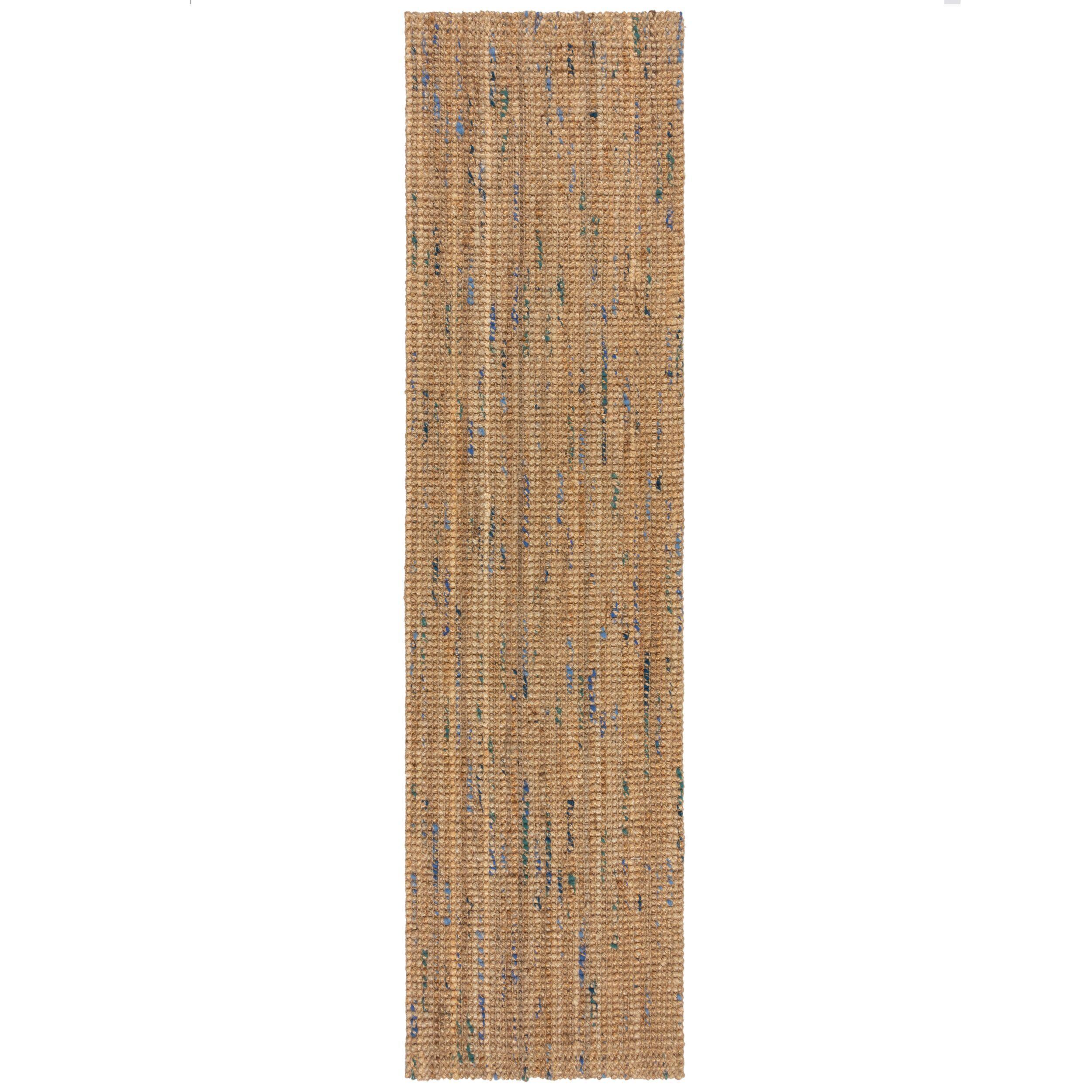 Juteteppich Handgewebt Erme, In Naturjute, Natur-Blau, 60 X 300 Cm