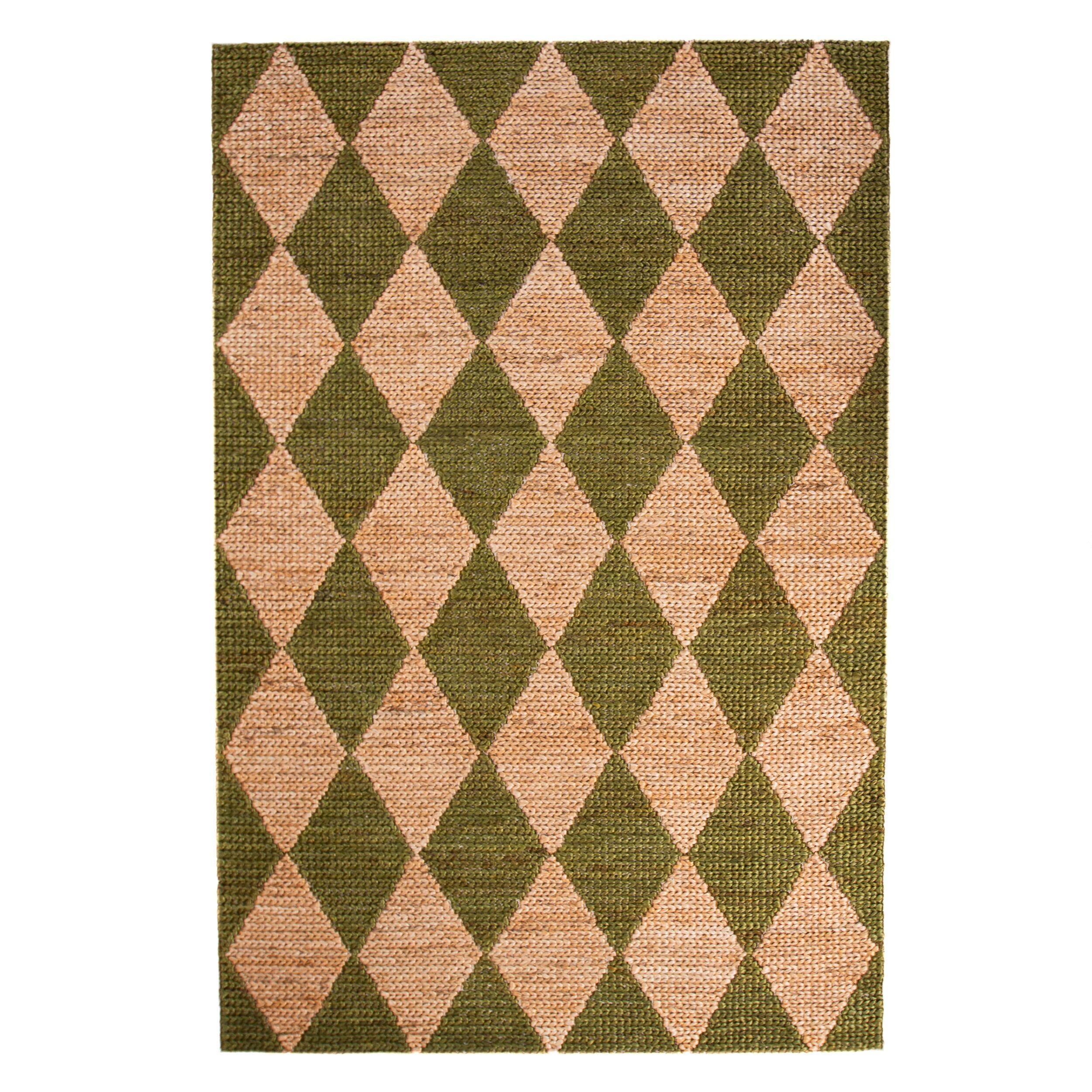 Juteteppich Bain, Mit Rautenmuster, OlivegrüN, 160 X 230 Cm
