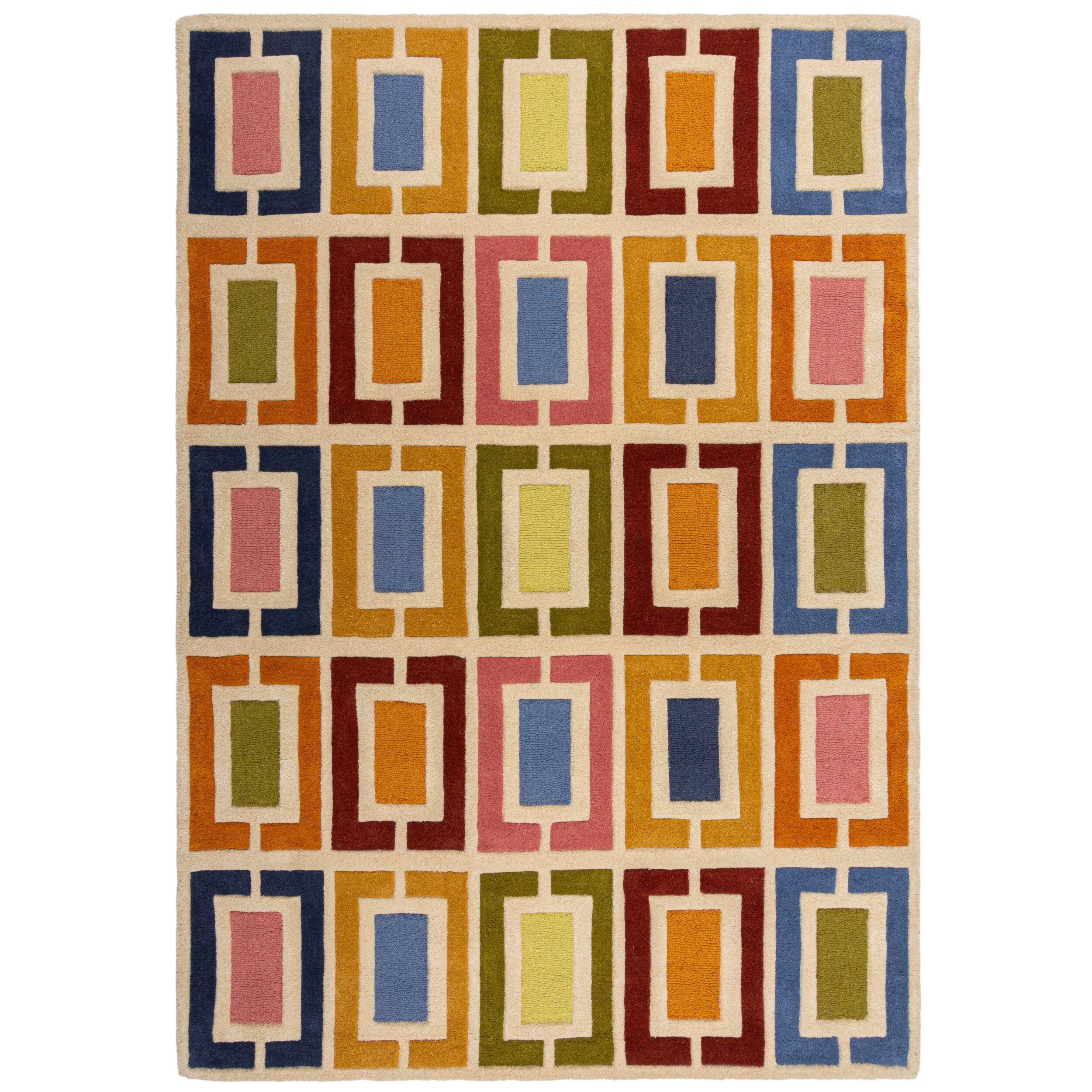 Wollteppich Derwent, Geometrisch, Orange-Bunt, 80 X 150 Cm