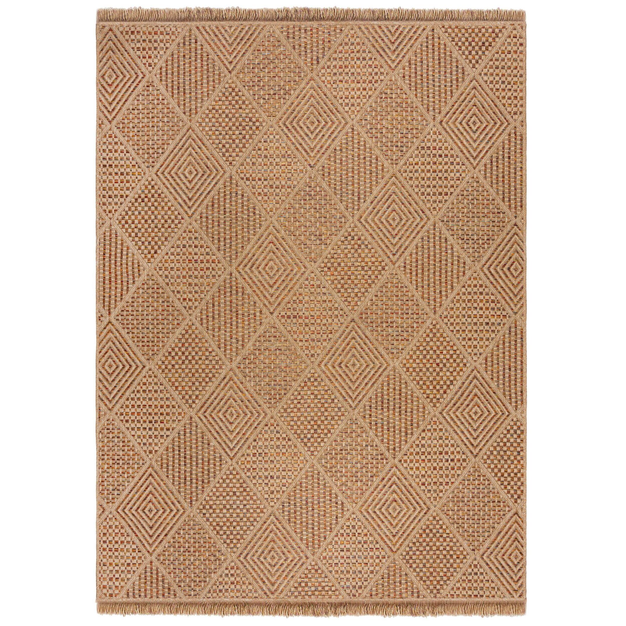 Outdoorteppich Waschbar Clyst, Mit Rautenmuster, Natur-Terrakotta, 200 X 290 Cm