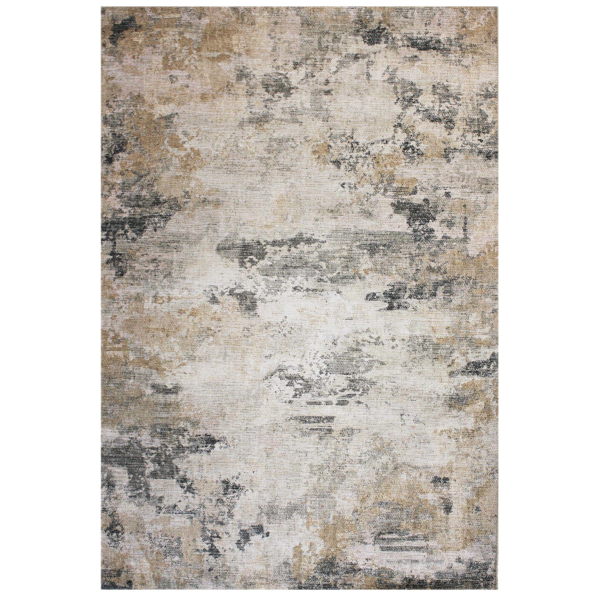Teppich Waschbar Hurst, Abstrakt, Gelb-Natur, 115 X 170 Cm