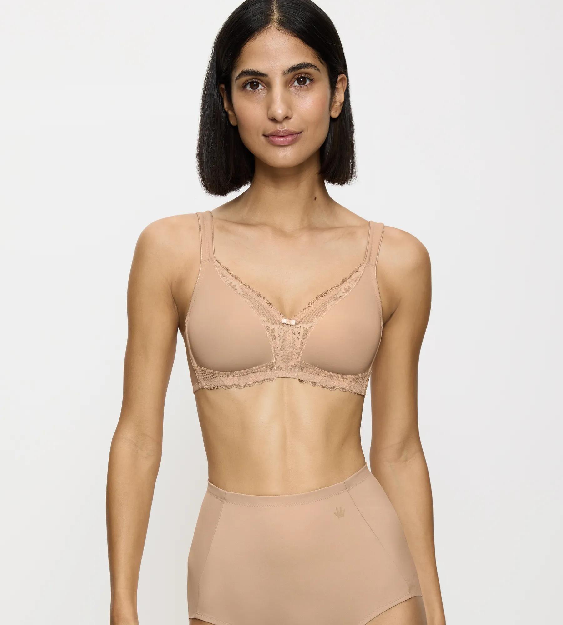 BüGelloser Bh Triumph "Modern Lace+Cotton", Damen, Gr. 85, Cup C, Beige (Neutral Beige), Microtouch, Obermaterial: 50% Polyamid, 30% Baumwolle, 20% Elasthan, Bhs, SpitzeneinsäTze, Starker Halt Ohne BüGel, Atmungsaktiv, Leicht