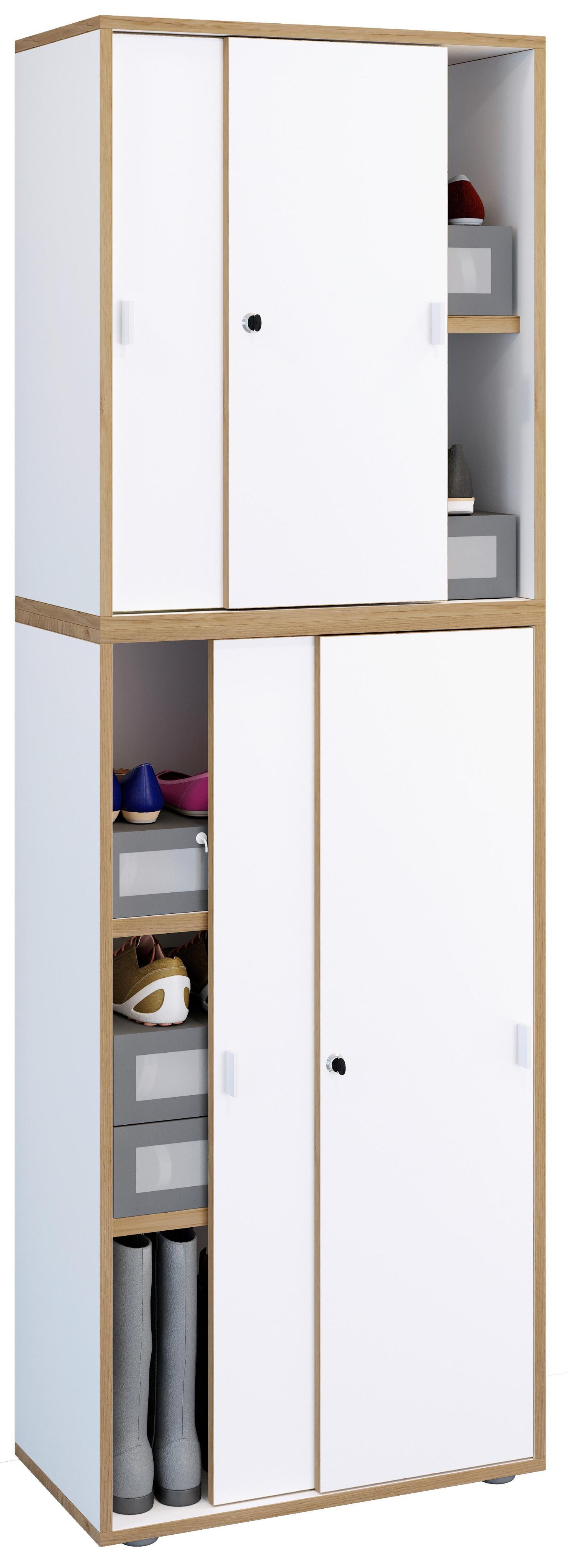 Schuhschrank Salia Weiß/Honigeiche