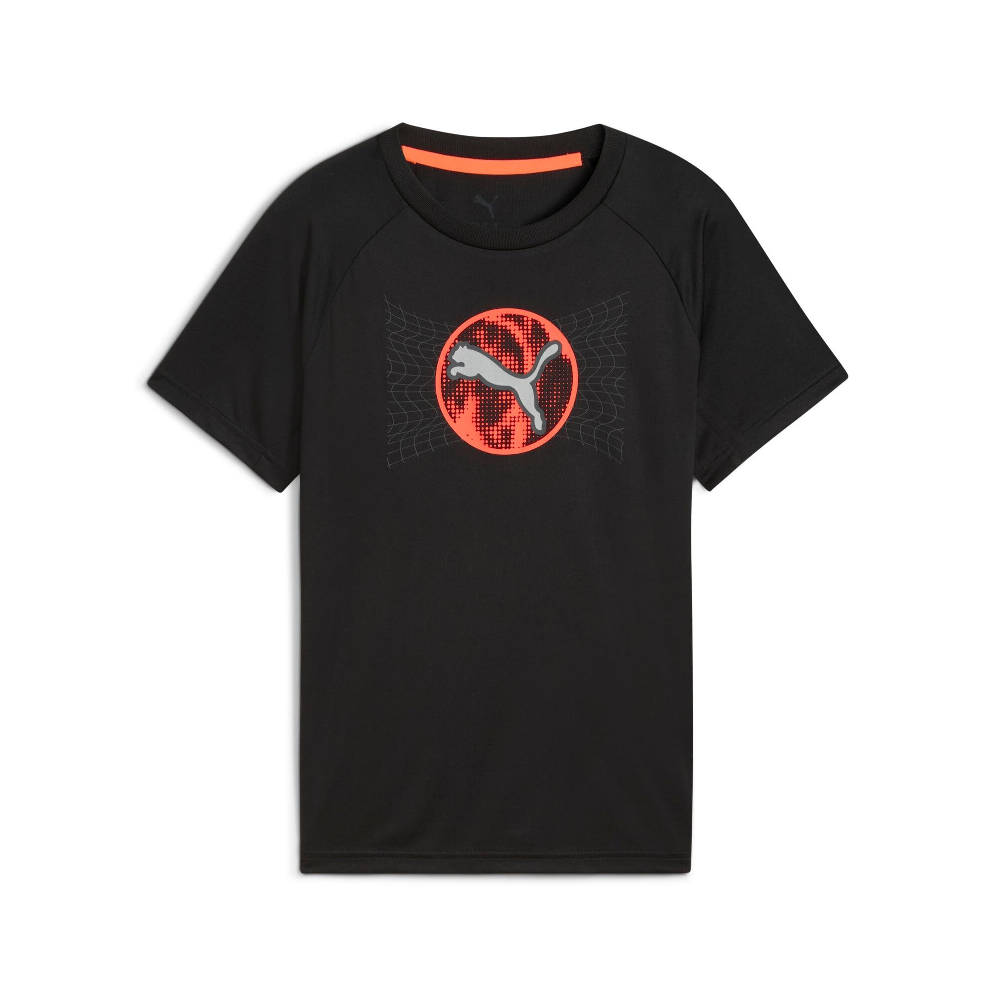 T-Shirt Puma "Active Sports Poly TEE B", Jungen, Gr. 164, Schwarz (Puma Schwarz), Interlock, Obermaterial: 100% Polyester, Bedruckt, Regular Fit Normal, Rundhals, Shirts T-Shirt, Regular Fit, FüR Jugendliche, Mit Rundhalsausschnitt, Atmungsaktiv