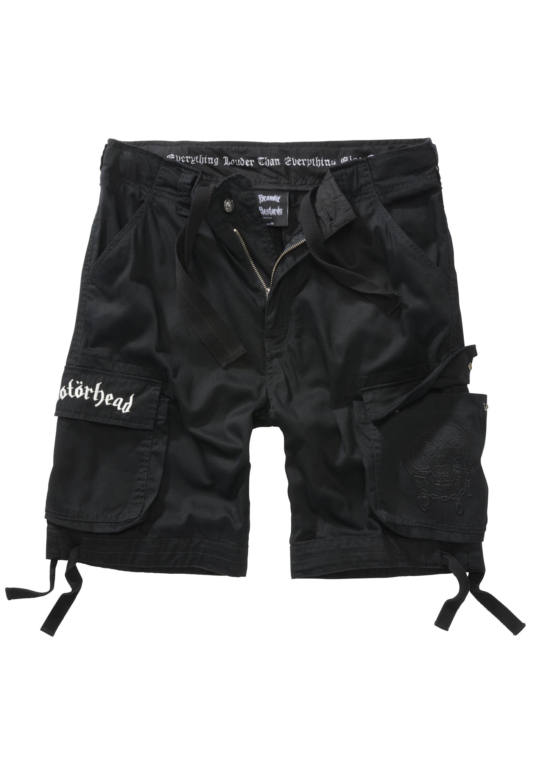 Stoffhose Brandit "Brandit Herren MotöRhead Urban Legend Shorts", Herren, Gr. 4XL, Us-GrößEn, Schwarz, 100% Baumwolle, Normal, Hosen Stoffhose