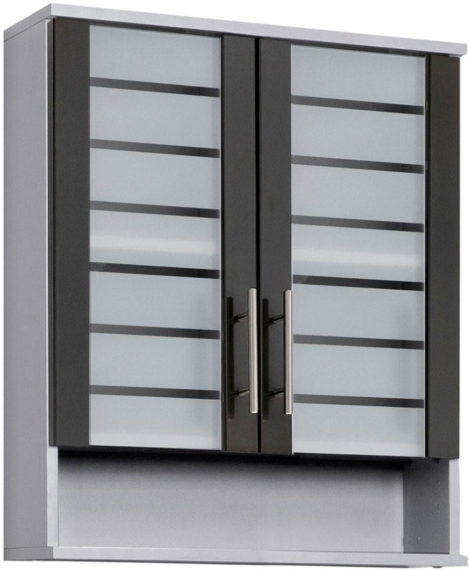 HäNgeschrank Schildmeyer "Nikosia", Grau (Silberfarben, Anthrazit), B:60Cm H:70,5Cm T:20,5Cm, SchräNke, HäNgeschrank, Breite 60 Cm, Mit GlastüRen, Hochwertige Mdf-Fronten, Metallgriffe