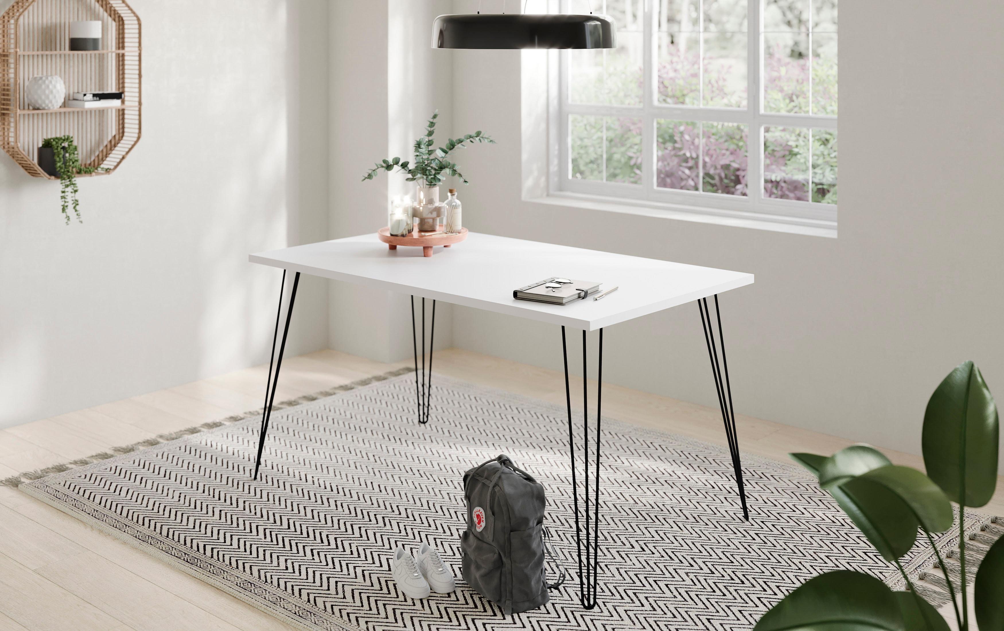 Ablagetisch Schildmeyer "Fynn", Weiß (Weiß, Schwarz, Weiß), B:120Cm H:74Cm T:80Cm, Tische, Ablagetisch, Tischbeine Aus Metall