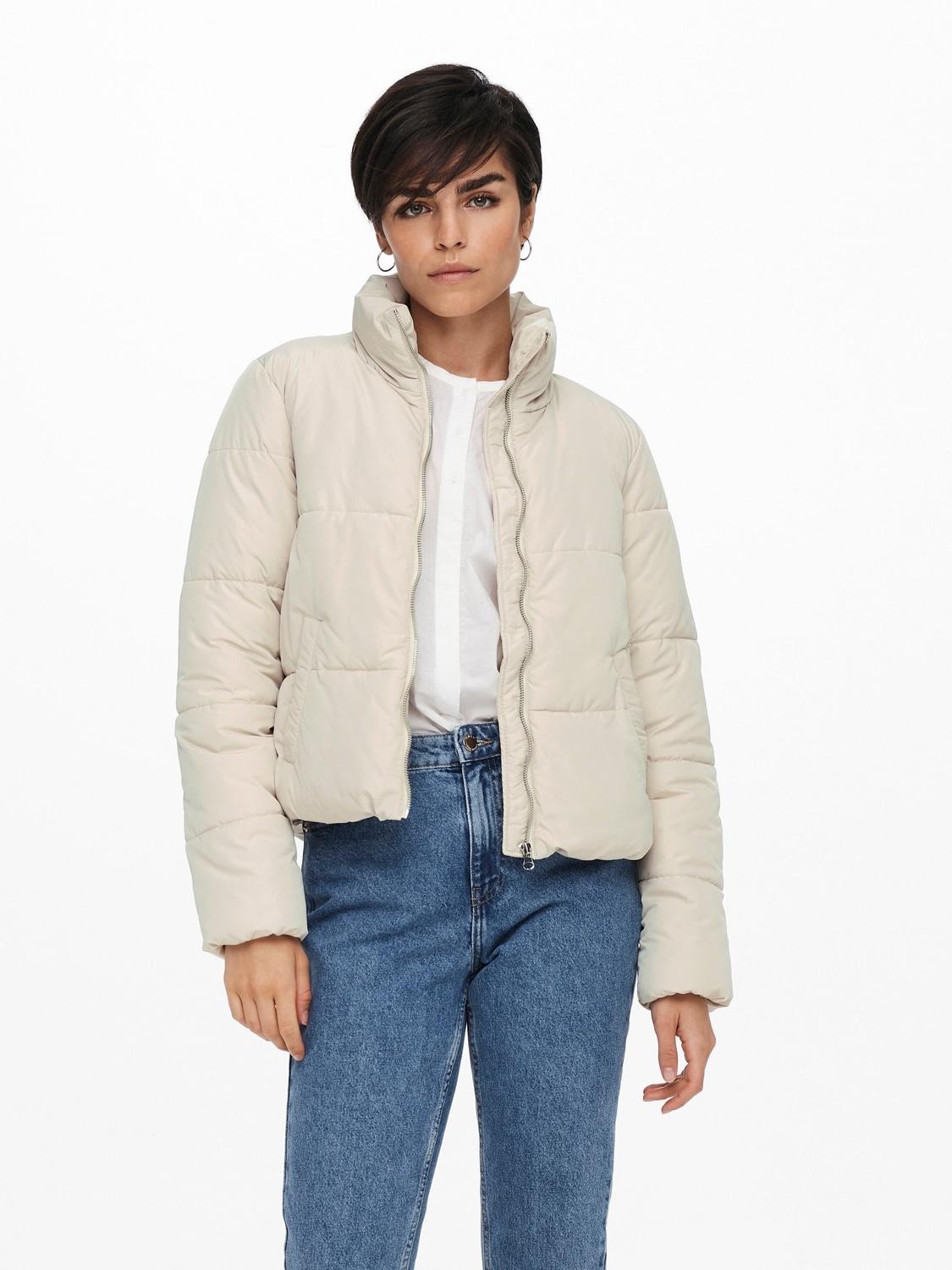 Steppjacke Jdy "Jdynewerica Life Short Padd Jkt Otw Noos", Damen, Gr. Xl, Grau (Moonbeam Detail:Silber Zipper), Web, Obermaterial: 100% Polyester, Unifarben, Jacken Steppjacke