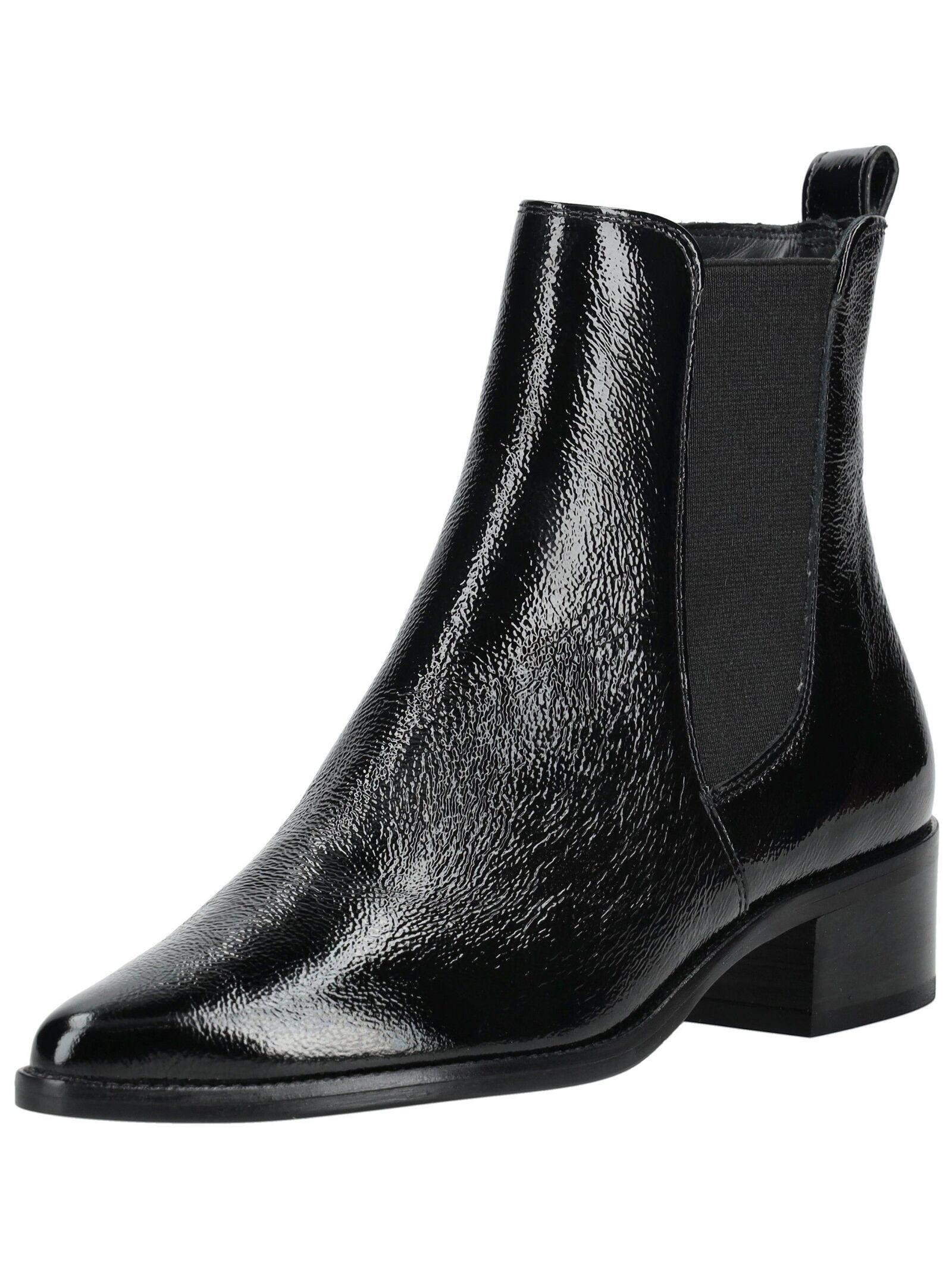 Stiefelette Paul Green "Paul Green Stiefelette Leder/Textil", Damen, Gr. 39, Schwarz (Schwarz Lack), Leder, Textil, Schuhe Stiefelette
