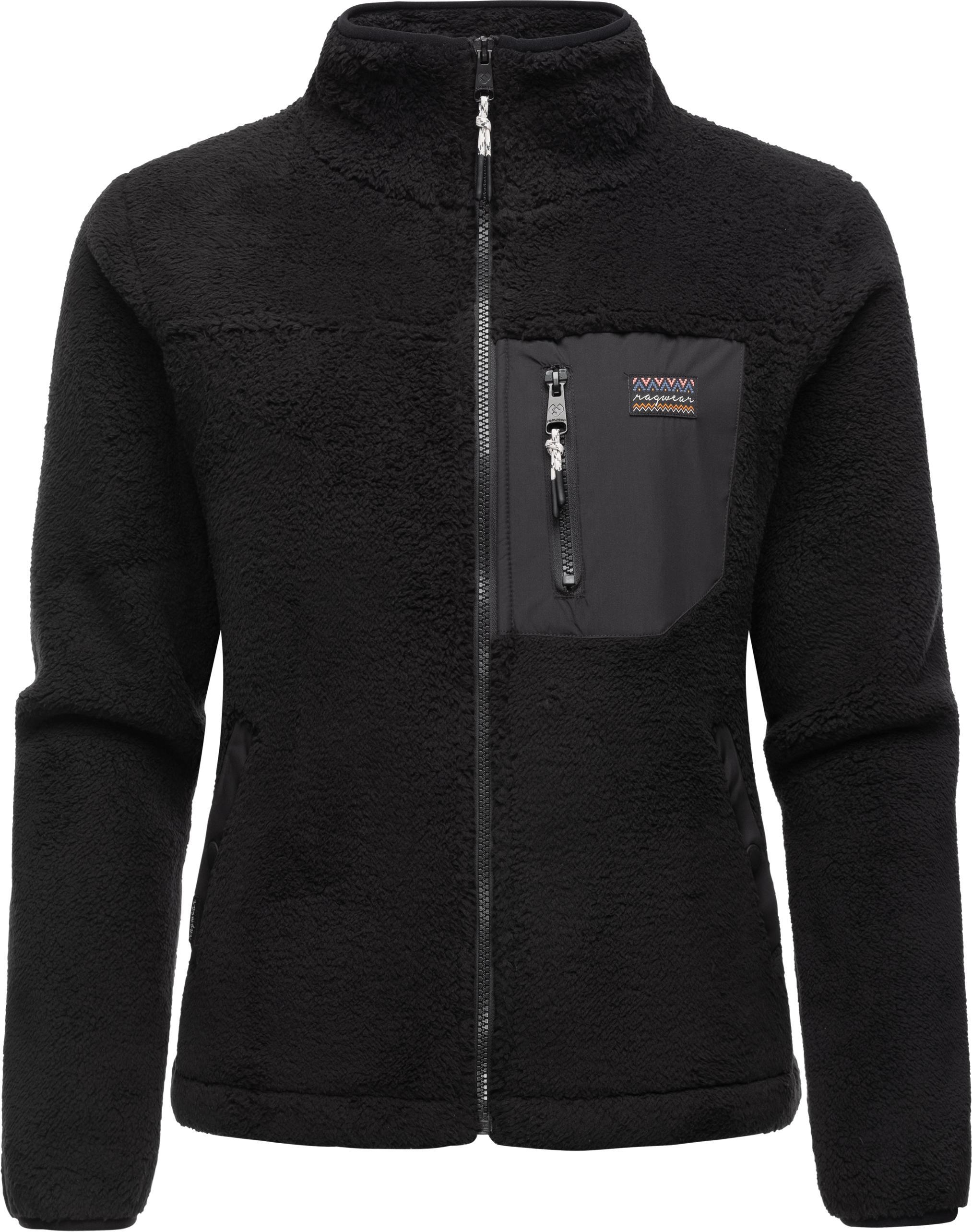 PlüSchjacke Ragwear "Alaris", Damen, Gr. 4XL (48), Schwarz, PlüSch, Material: 100% Polyester, Basic, Oversize HüFtbedeckend, Hoch Geschlossener Ausschnitt, ÄRmel Ohne ÄRmelschlitz Normaler Saum Mit Gummizug, Jacken, Kuschelige Fleecejacke Mit Brusttasche