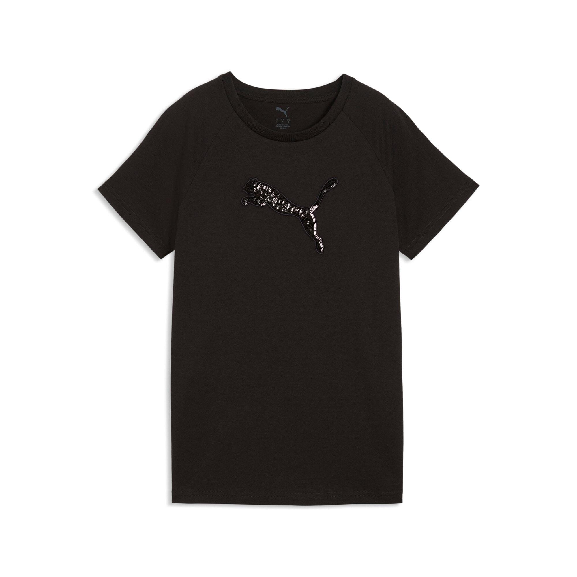 T-Shirt Puma "Ess Sequins Tee", Damen, Gr. L, Schwarz (Puma Schwarz), Jersey, Obermaterial: 100% Baumwolle, Unifarben, Regular Fit Normal, Rundhals, Shirts T-Shirt, Kurzarmdesign, Mit Rundhalsausschnitt, Sportlicher Stil, Regular Fit