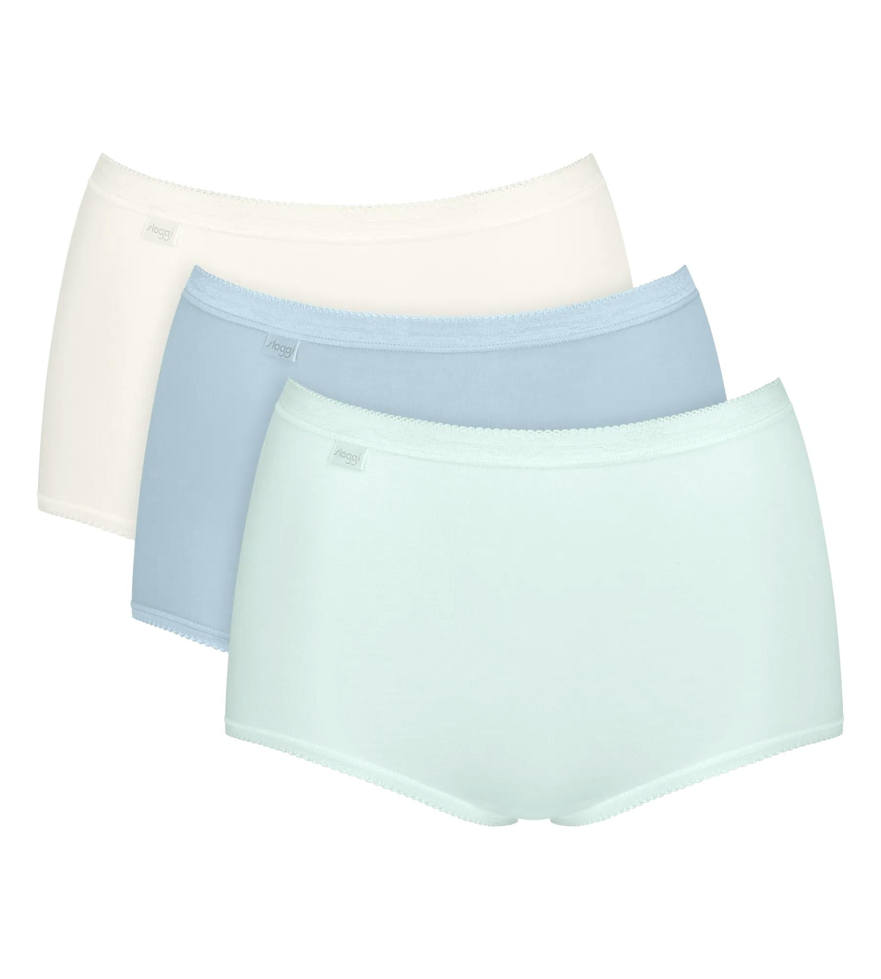 Maxislip Sloggi "Basic+ Maxi C3P", Damen, Gr. 40, Bunt (Medium Grau Melange), Single Jersey, Obermaterial: 95% Baumwolle, 5% Elasthan, Figurbetont, Unterhosen, Perfekter Sitz