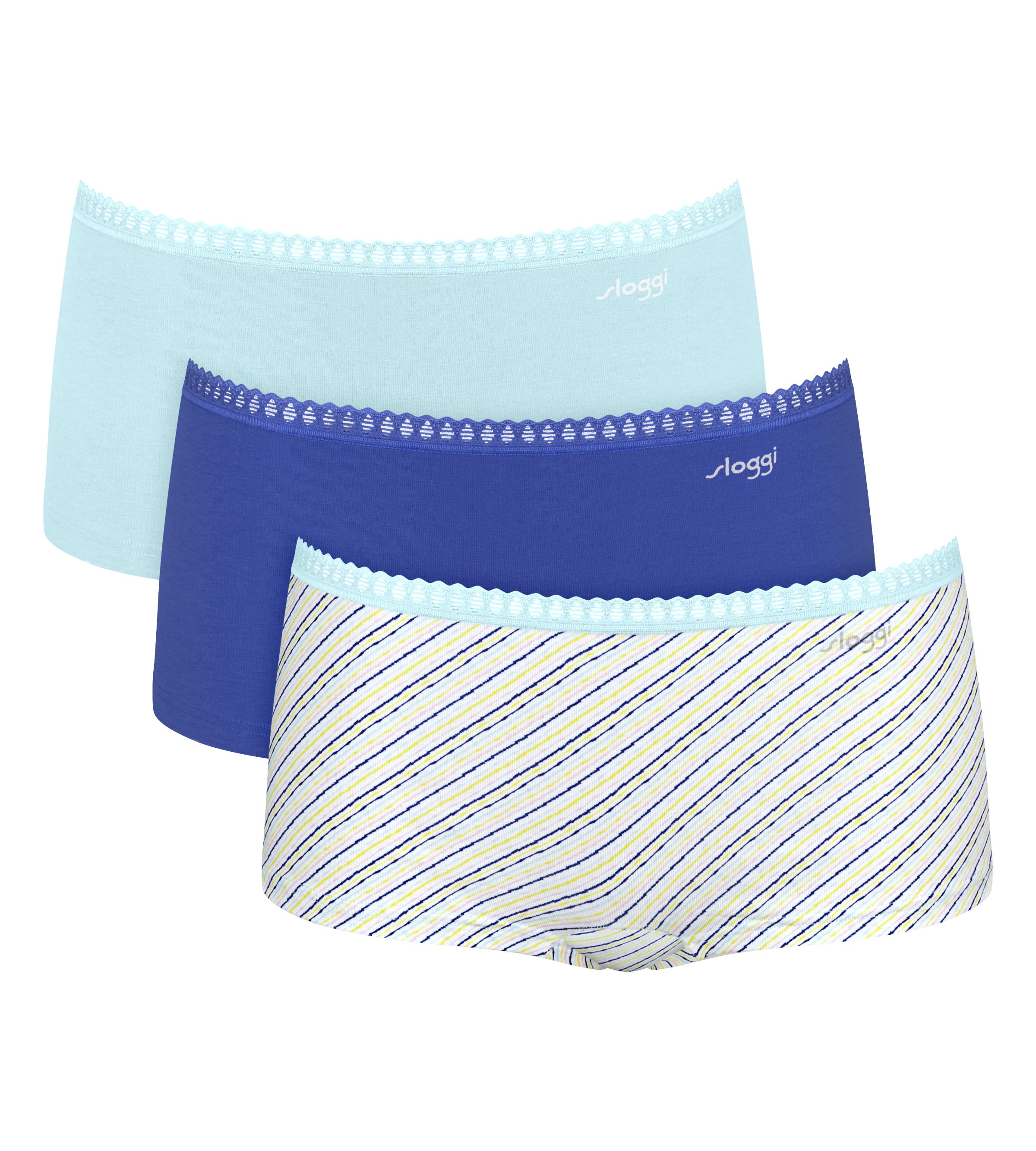 Panty Sloggi "Go Crush", Damen, Gr. M, Bunt (Blau, Light Combination), Single Jersey, Obermaterial: 95% Baumwolle, 5% Elasthan, KöRpernah, Unterhosen Panty, Mit Spitzendetails, Cotton-Mix