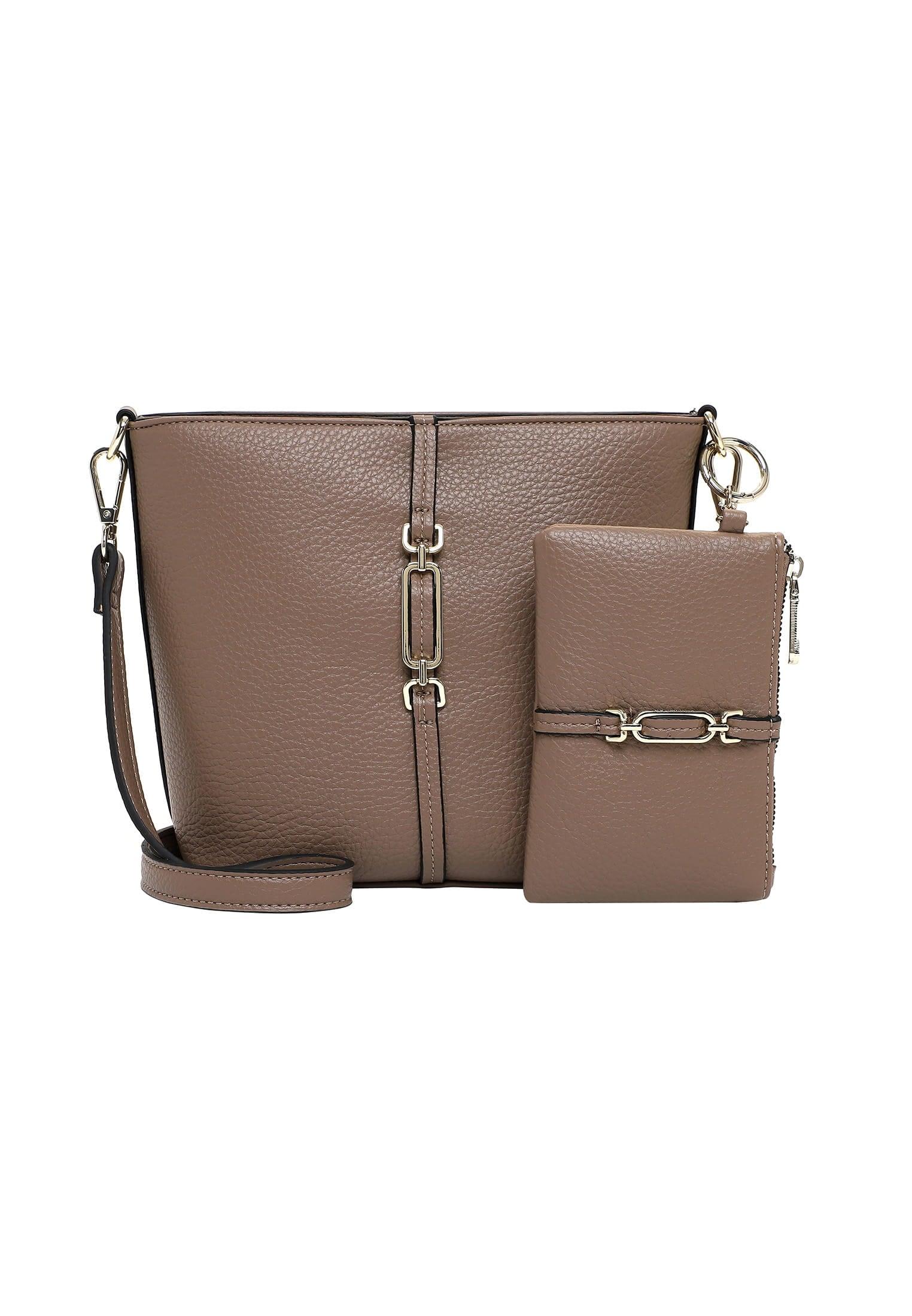 UmhäNgetasche Emily & Noah "UmhäNgetasche E&N Lewe", Damen, Gr. B/H/T: 27Cm X 21Cm X 12Cm 0, Braun (Taupe 900), Obermaterial: 60% Polyurethan Pu. 40% Polyester Pes., Taschen UmhäNgetasche